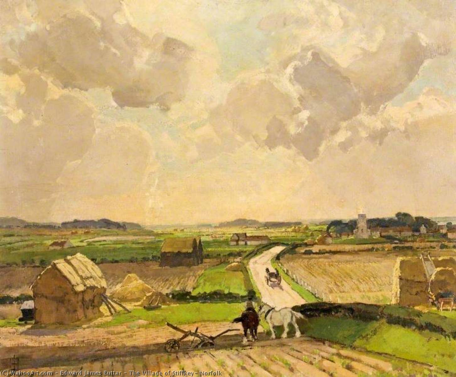 Wikioo.org - The Encyclopedia of Fine Arts - Painting, Artwork by Edward James Buttar - The Village of Stiffkey, Norfolk