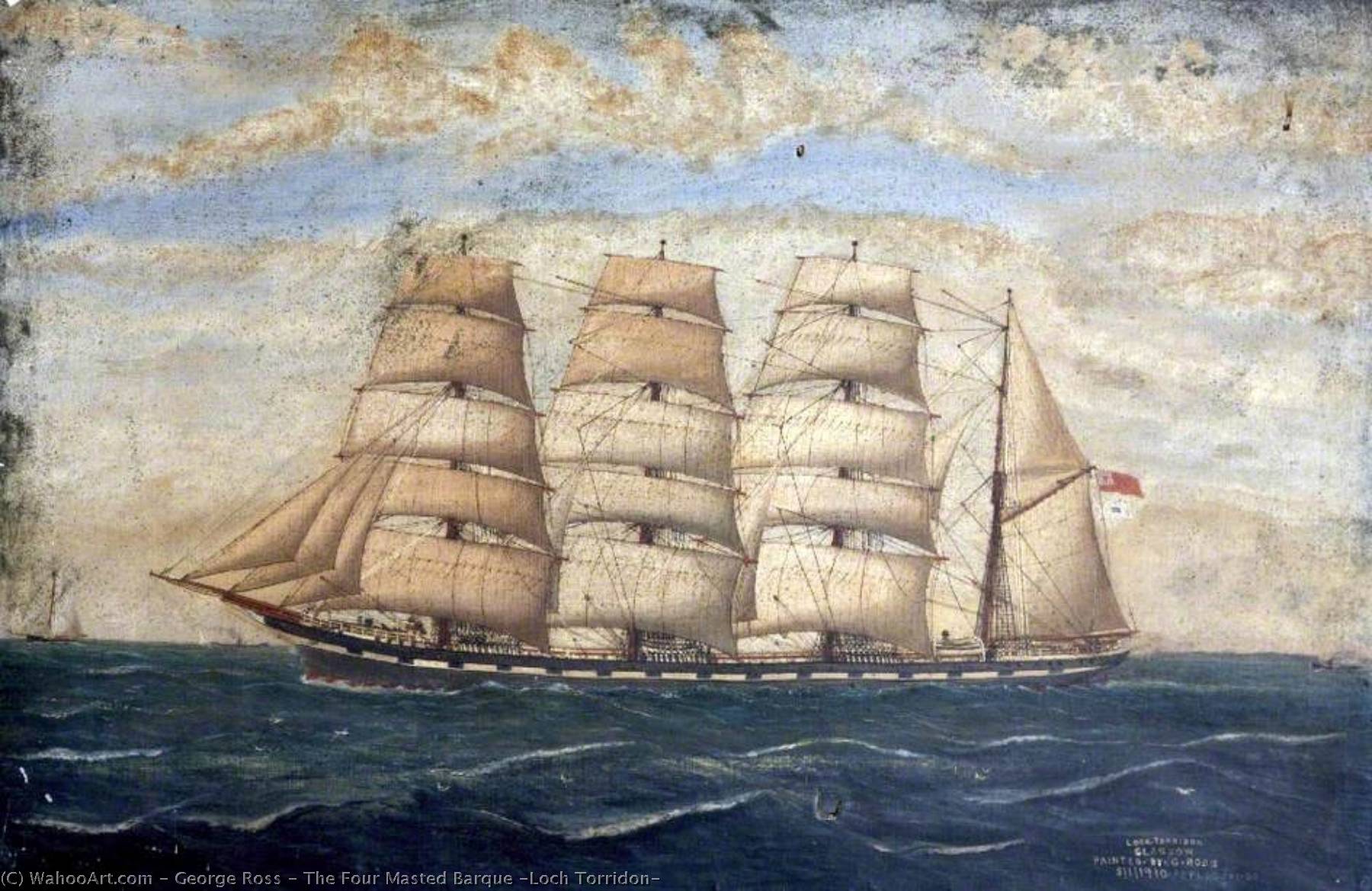 Wikioo.org - The Encyclopedia of Fine Arts - Painting, Artwork by George Ross - The Four Masted Barque 'Loch Torridon'