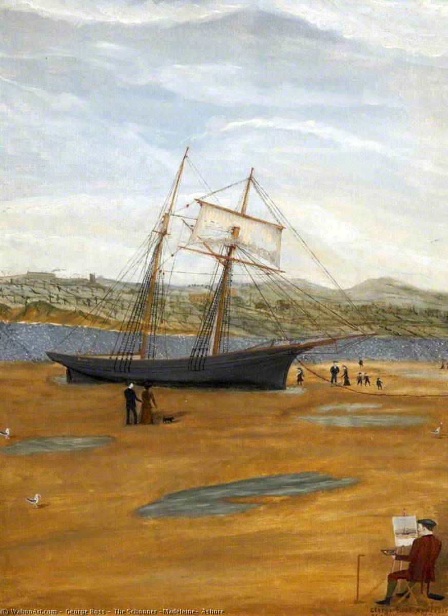 Wikioo.org - The Encyclopedia of Fine Arts - Painting, Artwork by George Ross - The Schooner 'Madeleine' Ashore