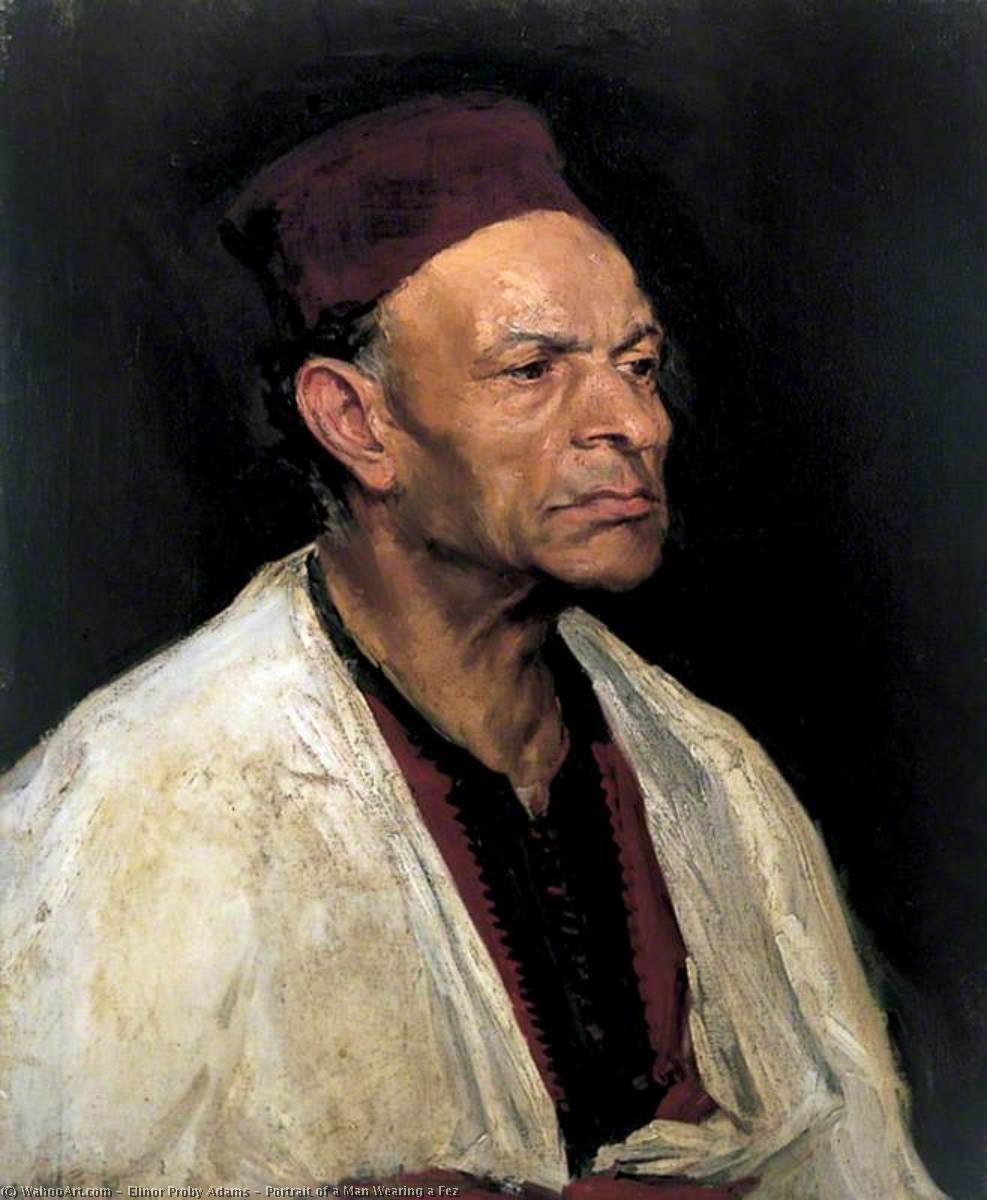 Wikioo.org - The Encyclopedia of Fine Arts - Painting, Artwork by Elinor Proby Adams - Portrait of a Man Wearing a Fez