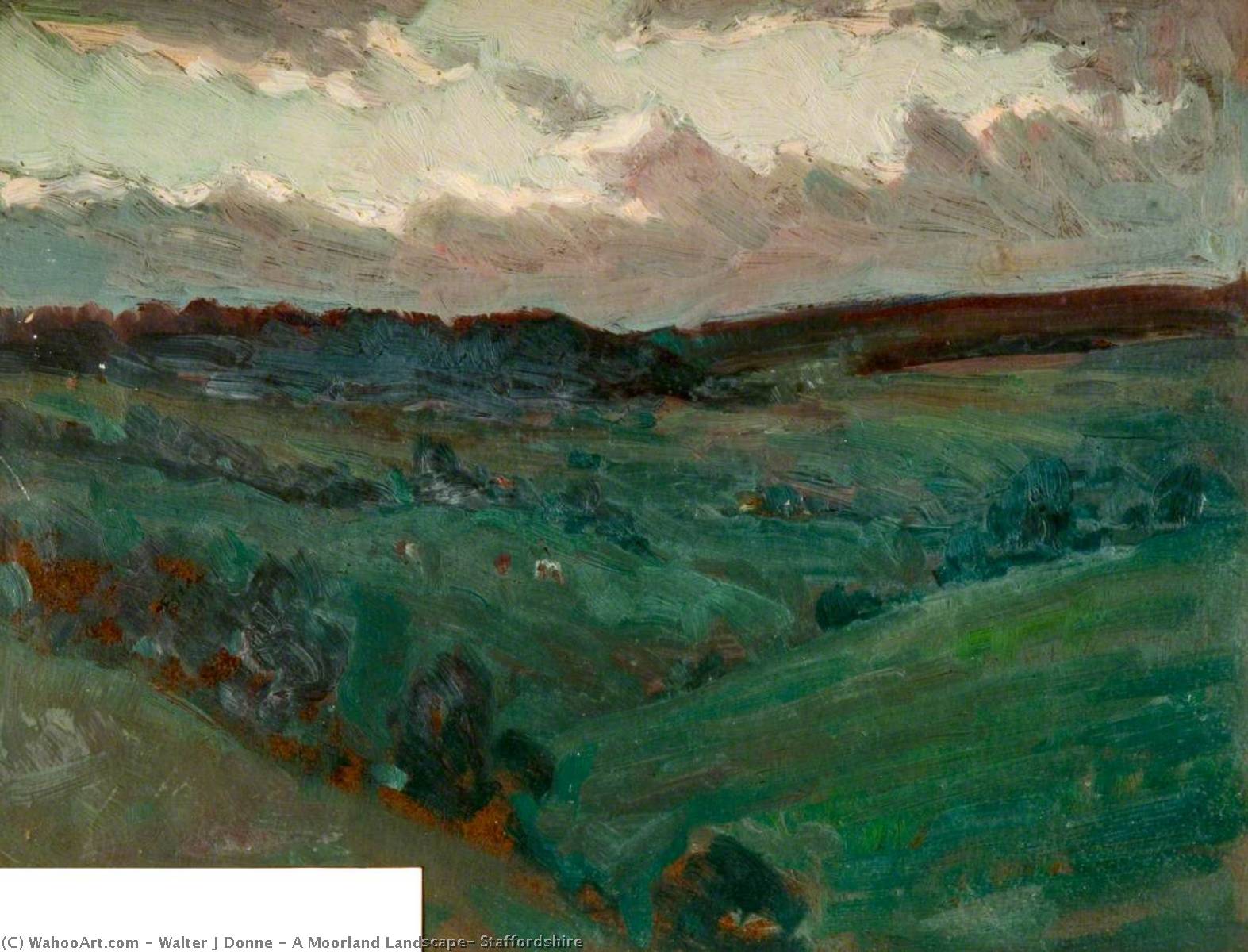 Wikioo.org - The Encyclopedia of Fine Arts - Painting, Artwork by Walter J Donne - A Moorland Landscape, Staffordshire
