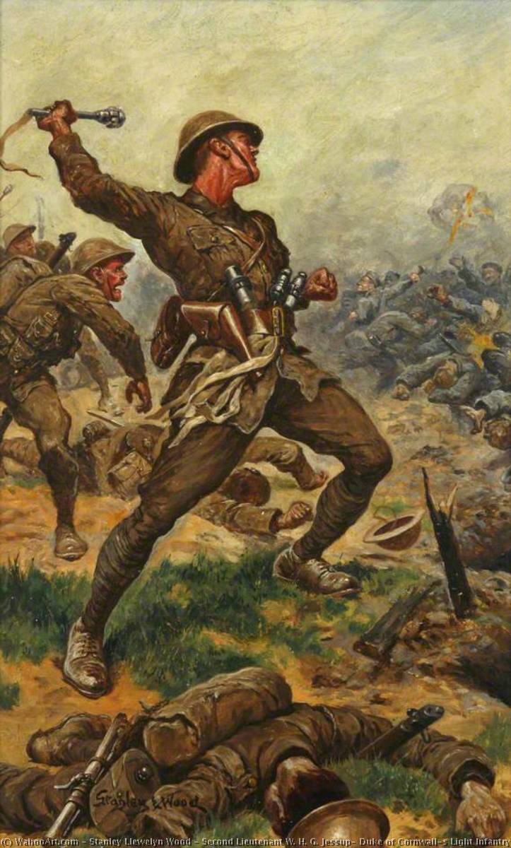 Wikioo.org - The Encyclopedia of Fine Arts - Painting, Artwork by Stanley Llewelyn Wood - Second Lieutenant W. H. G. Jessup, Duke of Cornwall's Light Infantry, on the Western Front, 1916