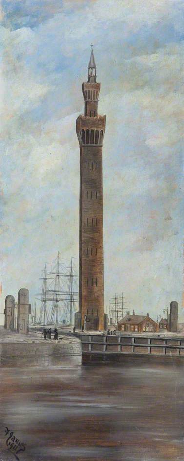 Wikioo.org - The Encyclopedia of Fine Arts - Painting, Artwork by Frederick Charles James - Royal Dock Tower, Grimsby, Lincolnshire