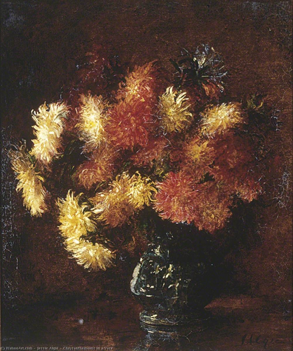 Wikioo.org - The Encyclopedia of Fine Arts - Painting, Artwork by Jessie Algie - Chrysanthemums in a Vase