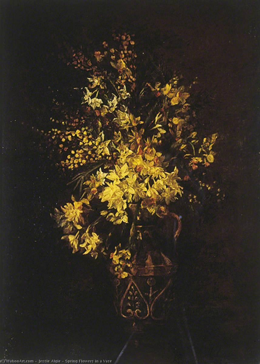 Wikioo.org - The Encyclopedia of Fine Arts - Painting, Artwork by Jessie Algie - Spring Flowers in a Vase