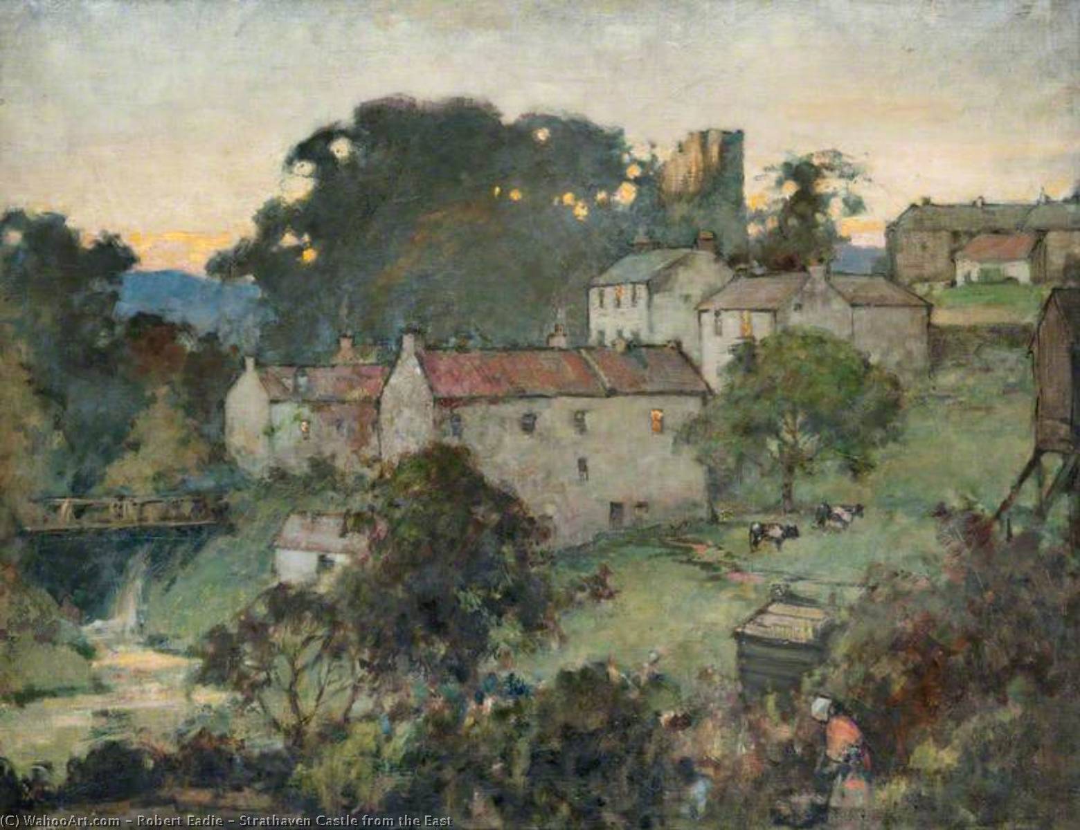 Wikioo.org - The Encyclopedia of Fine Arts - Painting, Artwork by Robert Eadie - Strathaven Castle from the East