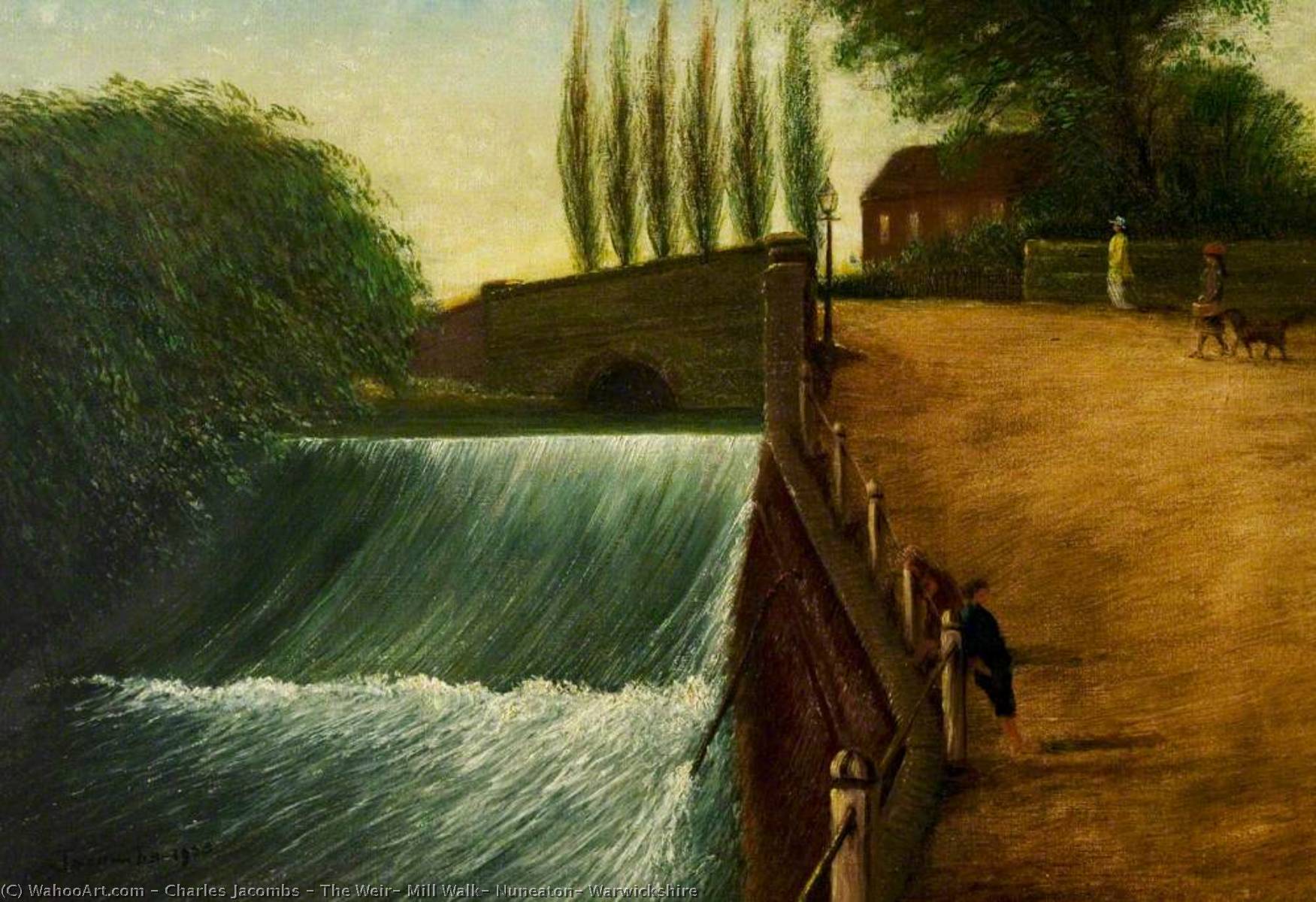 Wikioo.org - The Encyclopedia of Fine Arts - Painting, Artwork by Charles Jacombs - The Weir, Mill Walk, Nuneaton, Warwickshire