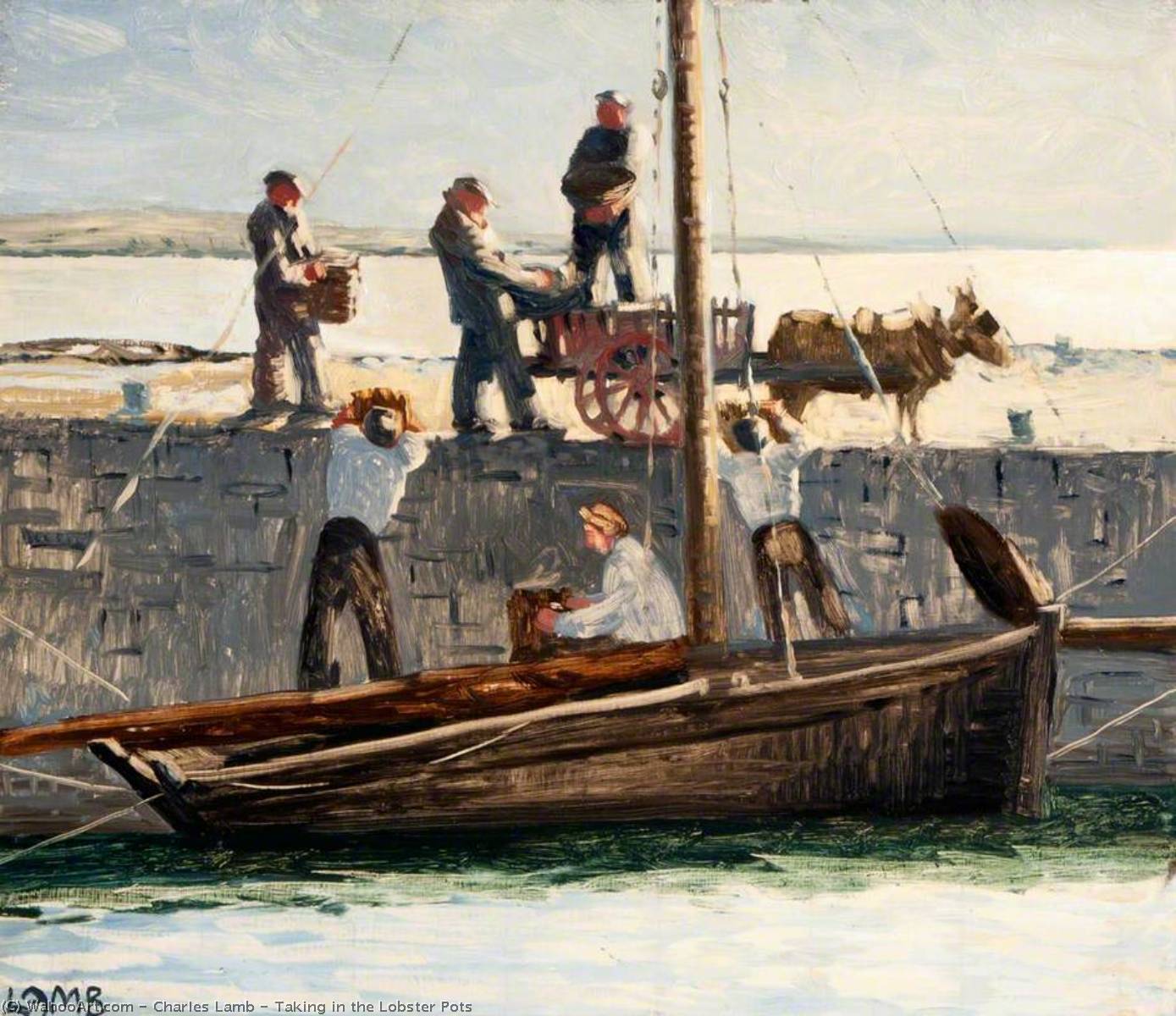 Wikioo.org - The Encyclopedia of Fine Arts - Painting, Artwork by Charles Lamb - Taking in the Lobster Pots