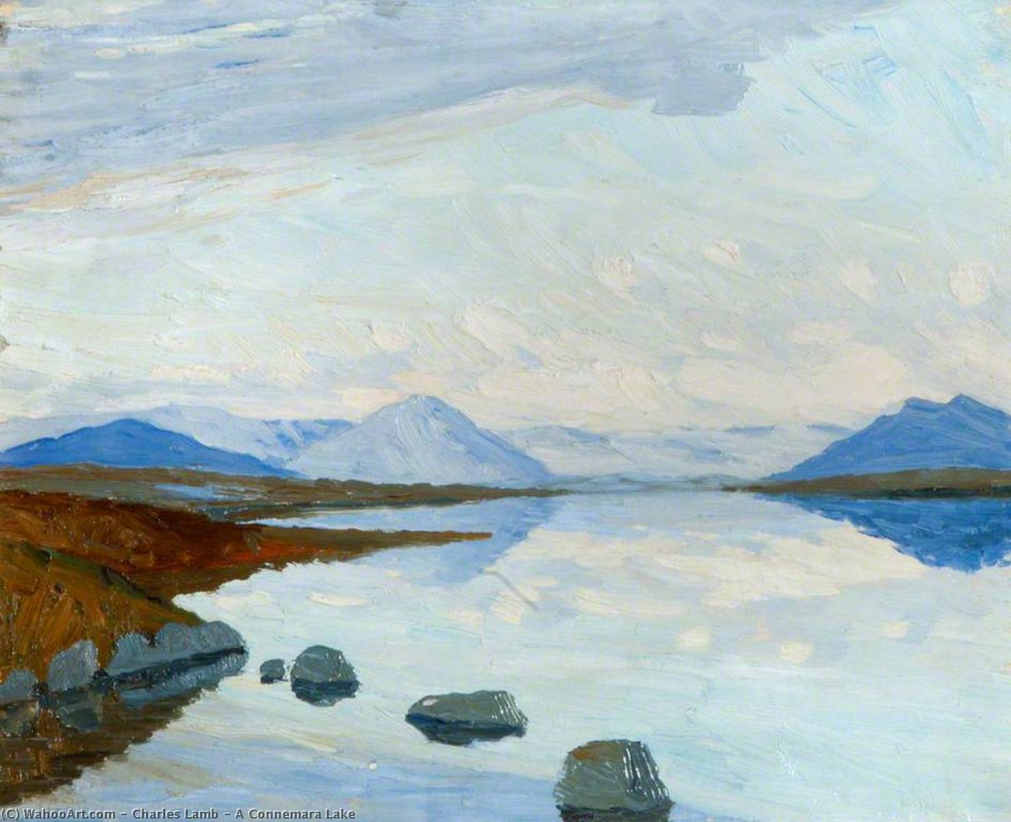 Wikioo.org - The Encyclopedia of Fine Arts - Painting, Artwork by Charles Lamb - A Connemara Lake
