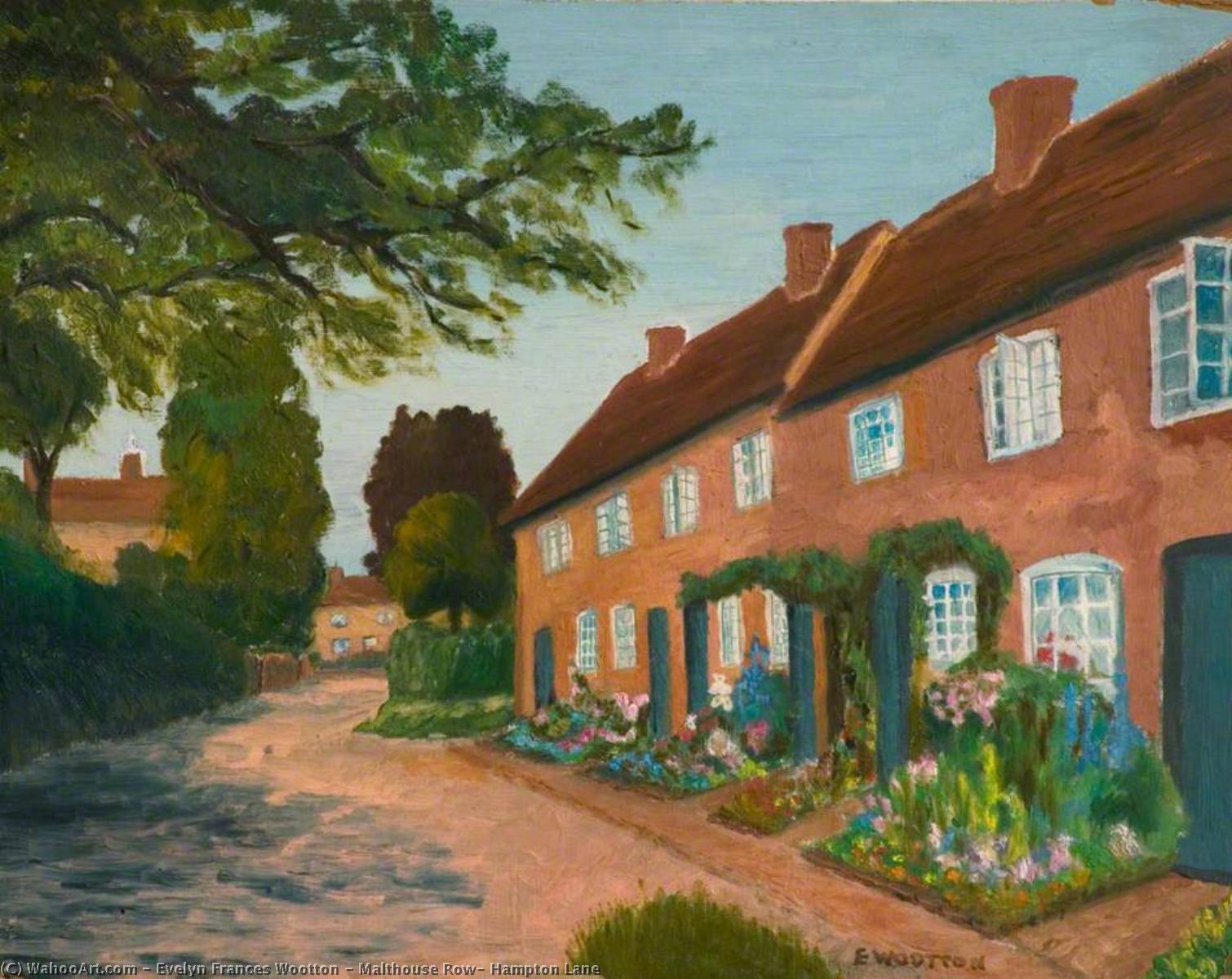 Wikioo.org - The Encyclopedia of Fine Arts - Painting, Artwork by Evelyn Frances Wootton - Malthouse Row, Hampton Lane