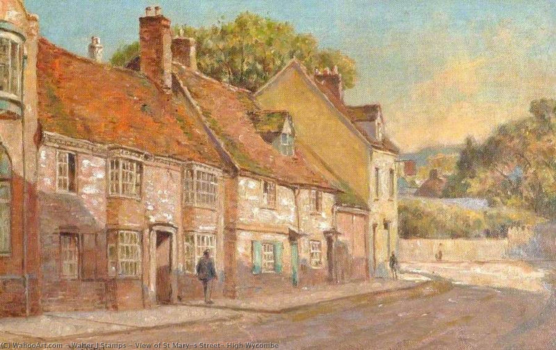 Wikioo.org - The Encyclopedia of Fine Arts - Painting, Artwork by Walter J Stamps - View of St Mary's Street, High Wycombe