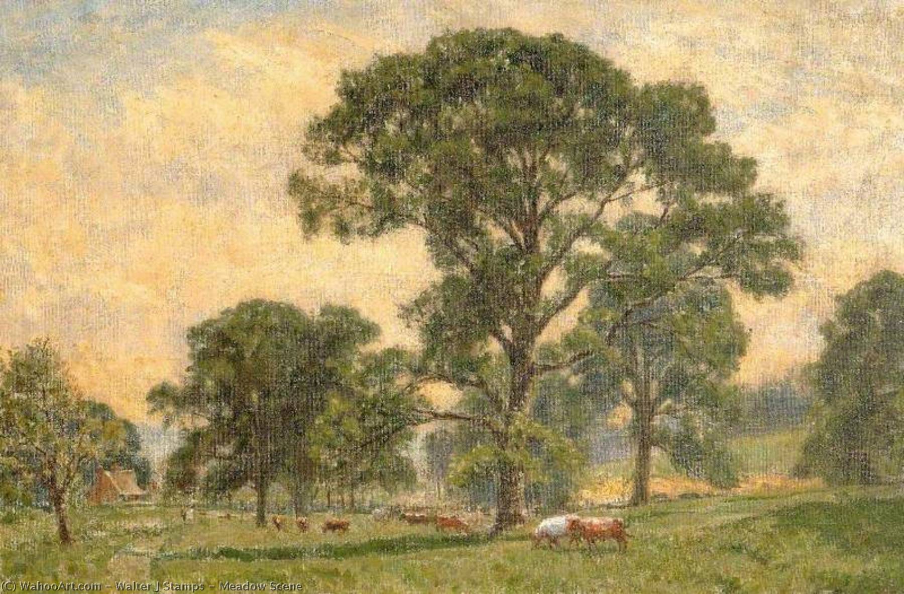 Wikioo.org - The Encyclopedia of Fine Arts - Painting, Artwork by Walter J Stamps - Meadow Scene
