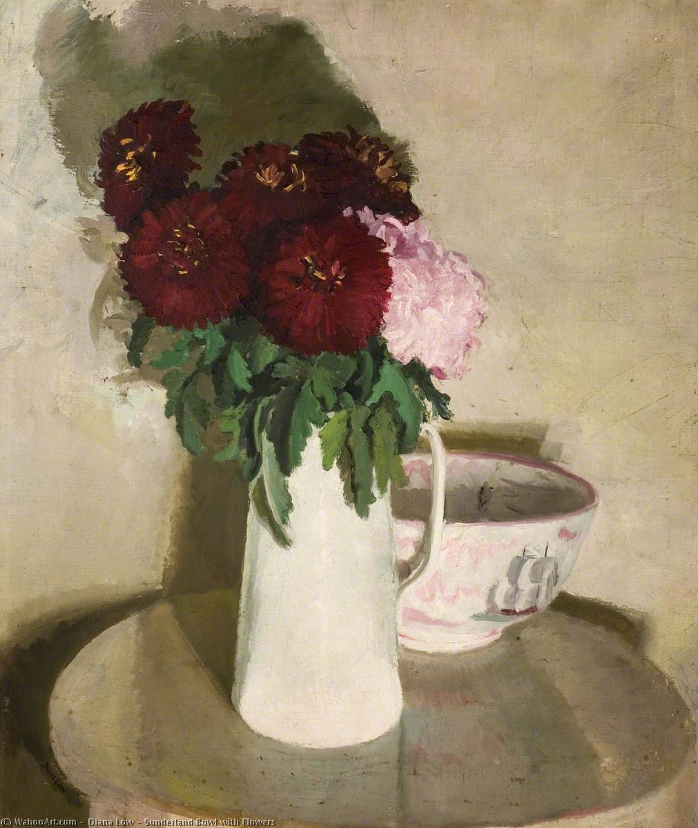 Wikioo.org - The Encyclopedia of Fine Arts - Painting, Artwork by Diana Low - Sunderland Bowl with Flowers
