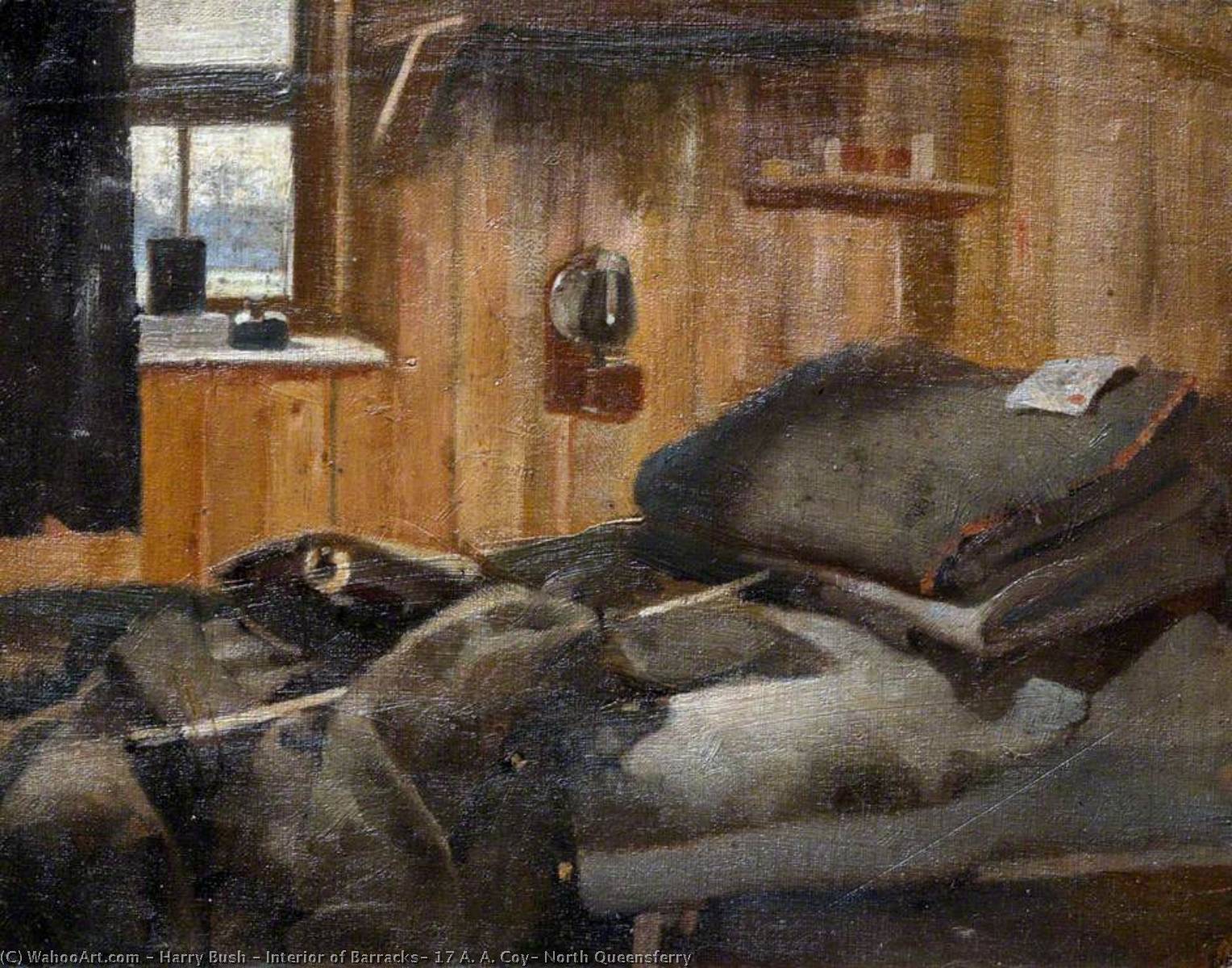Wikioo.org - The Encyclopedia of Fine Arts - Painting, Artwork by Harry Bush - Interior of Barracks, 17 A. A. Coy, North Queensferry