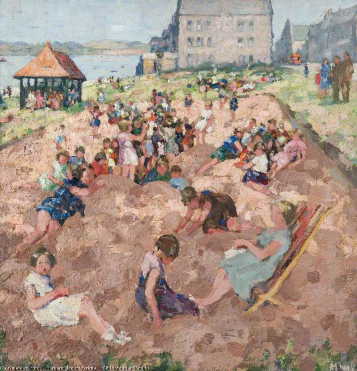 Wikioo.org - The Encyclopedia of Fine Arts - Painting, Artwork by Margaret Isobel Wright - Children in a Sandpit