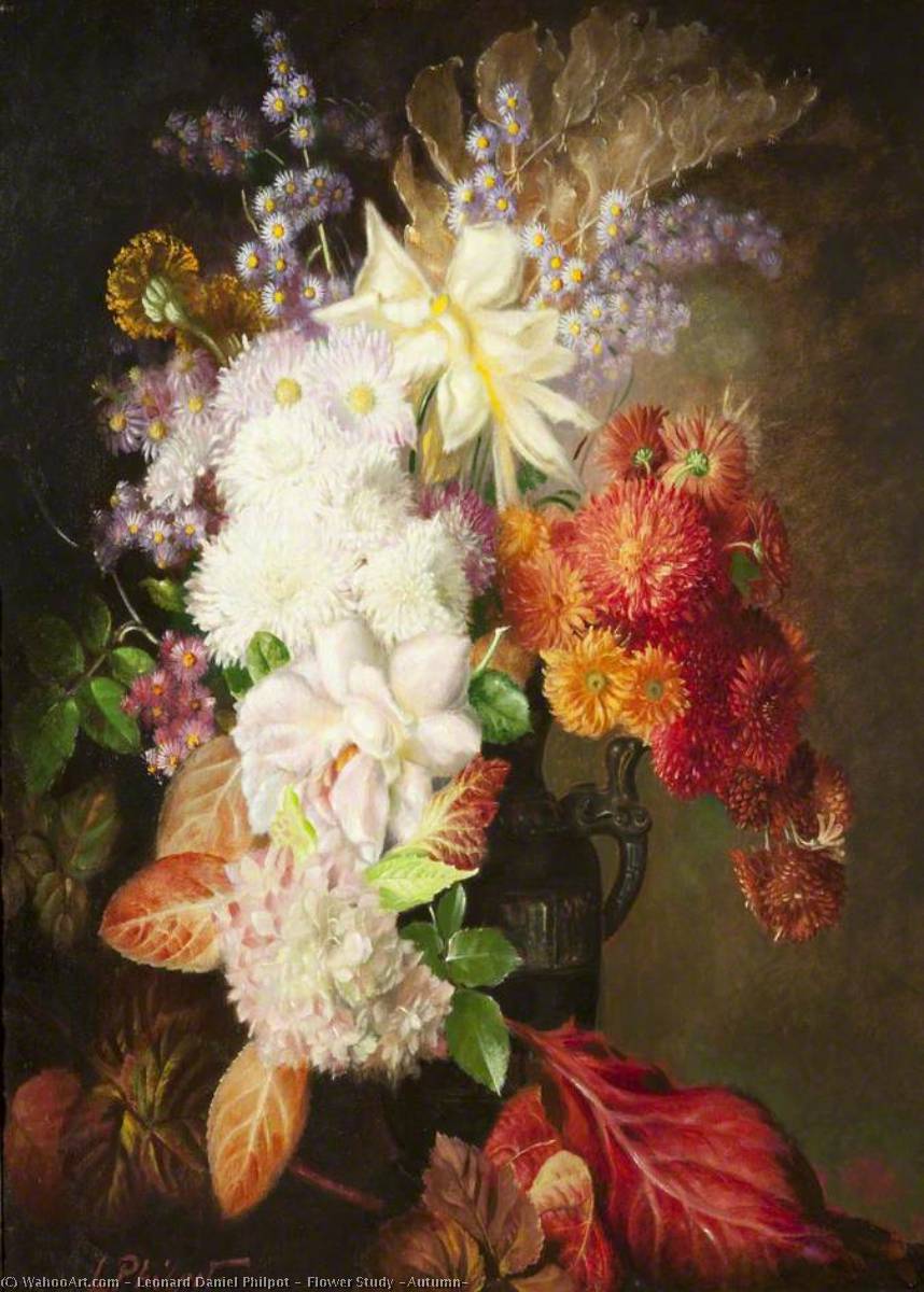 Wikioo.org - The Encyclopedia of Fine Arts - Painting, Artwork by Leonard Daniel Philpot - Flower Study (Autumn)