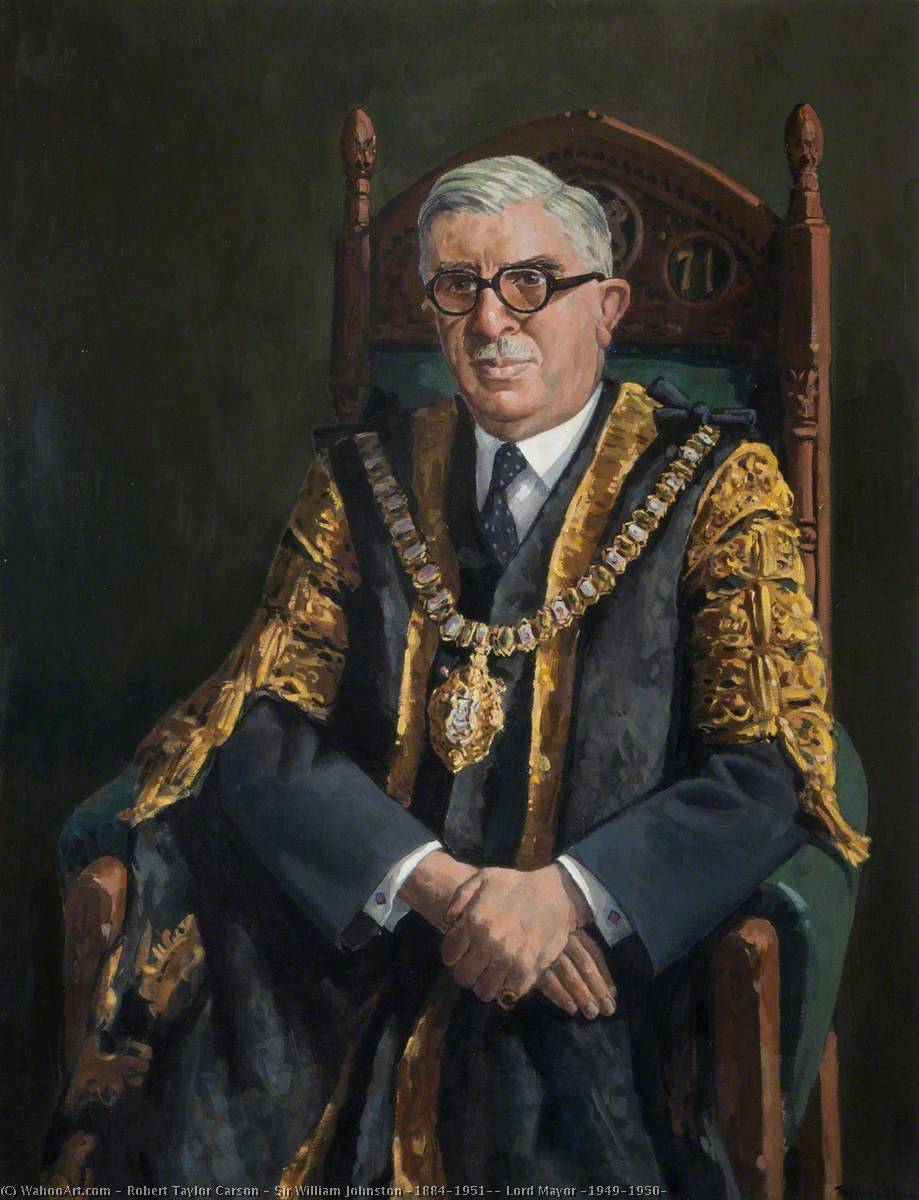 Wikioo.org - The Encyclopedia of Fine Arts - Painting, Artwork by Robert Taylor Carson - Sir William Johnston (1884–1951), Lord Mayor (1949–1950)