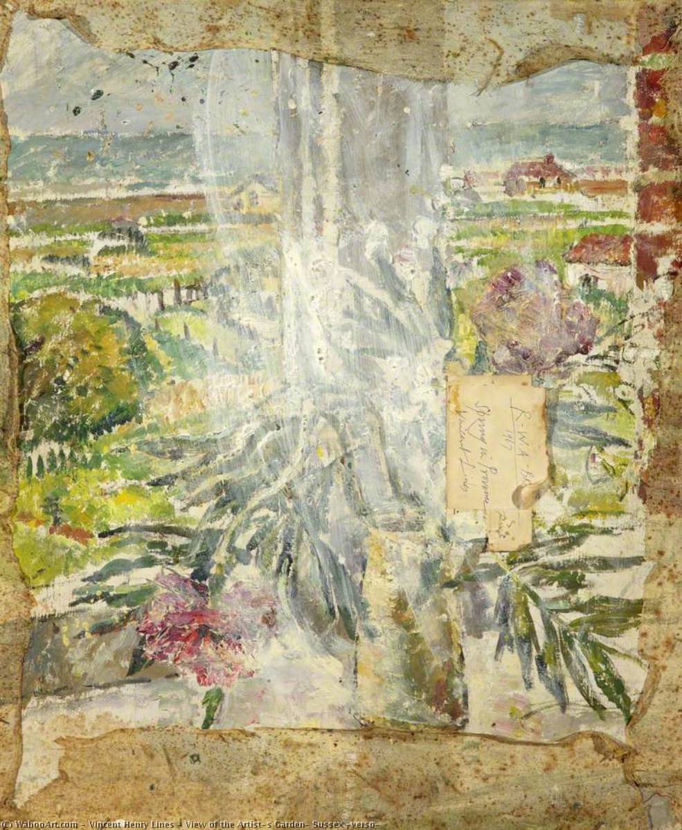 Wikioo.org - The Encyclopedia of Fine Arts - Painting, Artwork by Vincent Henry Lines - View of the Artist’s Garden, Sussex (verso)