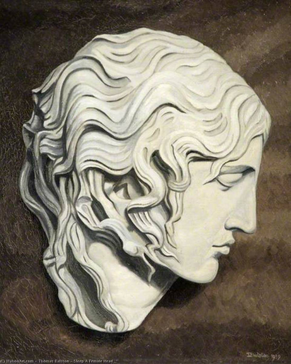 Wikioo.org - The Encyclopedia of Fine Arts - Painting, Artwork by Thomas Balston - Sleep A Female Head
