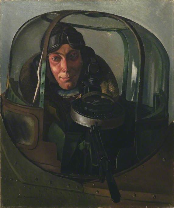 Wikioo.org - The Encyclopedia of Fine Arts - Painting, Artwork by John Mansbridge - An Air Gunner in a Gun Turret Sergeant G. Holmes, DFM