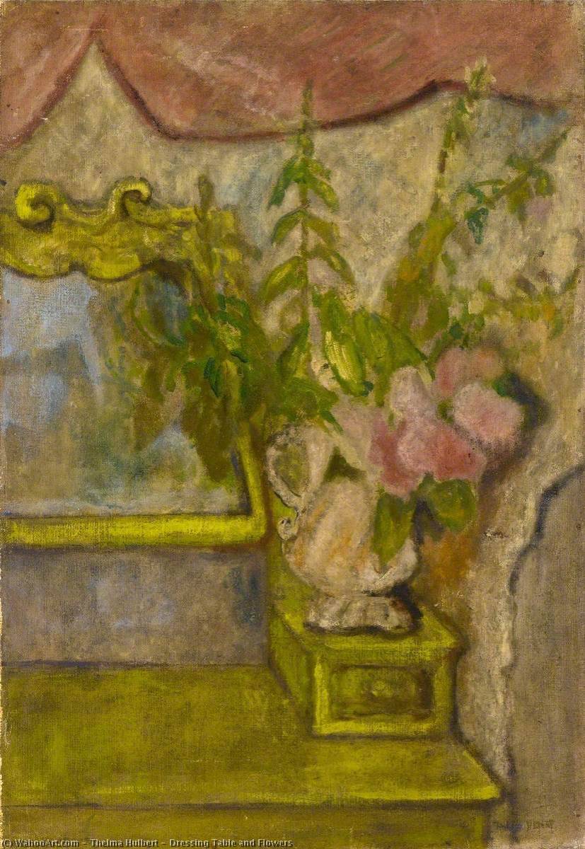 Wikioo.org - The Encyclopedia of Fine Arts - Painting, Artwork by Thelma Hulbert - Dressing Table and Flowers