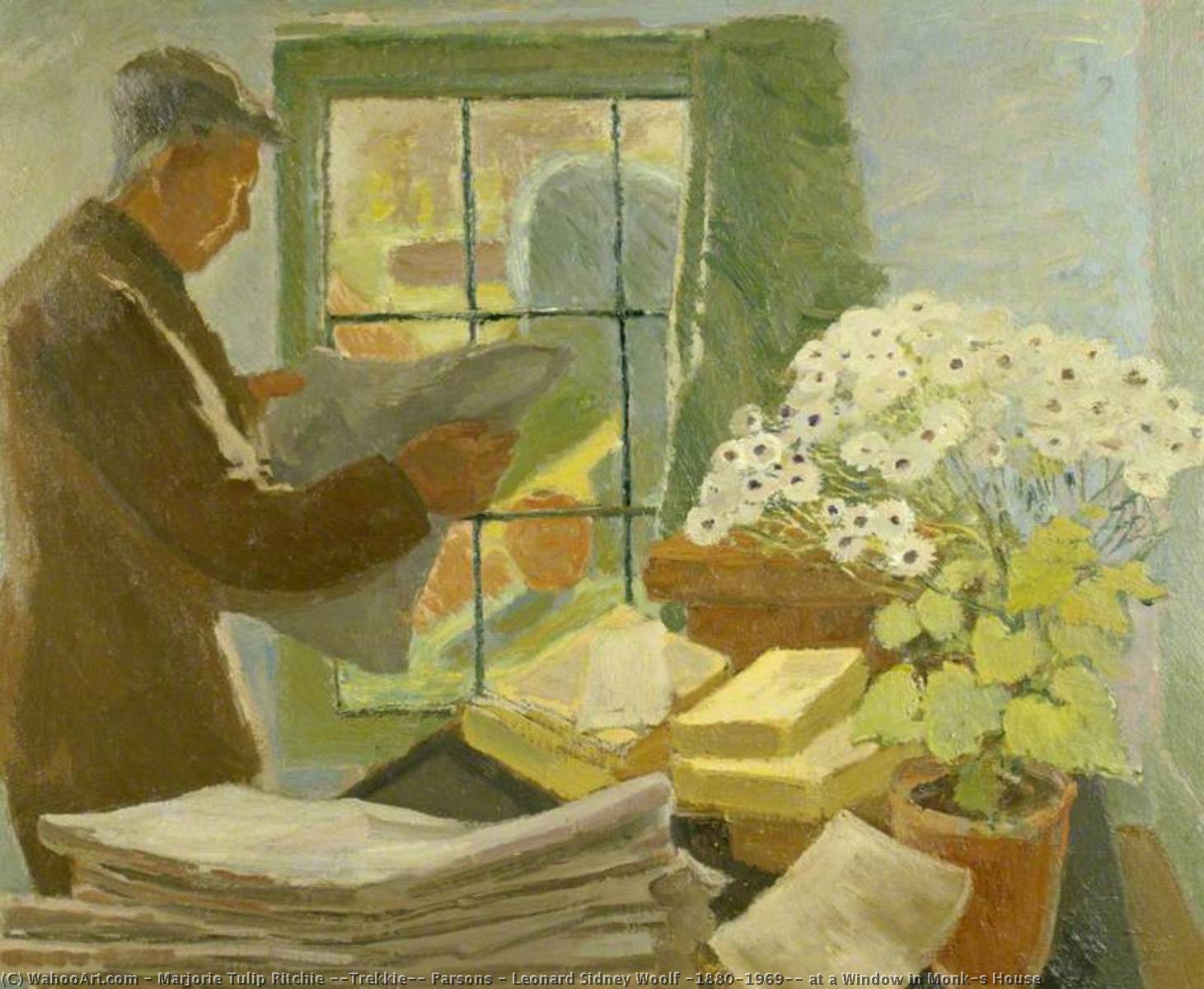 Wikioo.org - The Encyclopedia of Fine Arts - Painting, Artwork by Marjorie Tulip Ritchie ('Trekkie') Parsons - Leonard Sidney Woolf (1880–1969), at a Window in Monk's House
