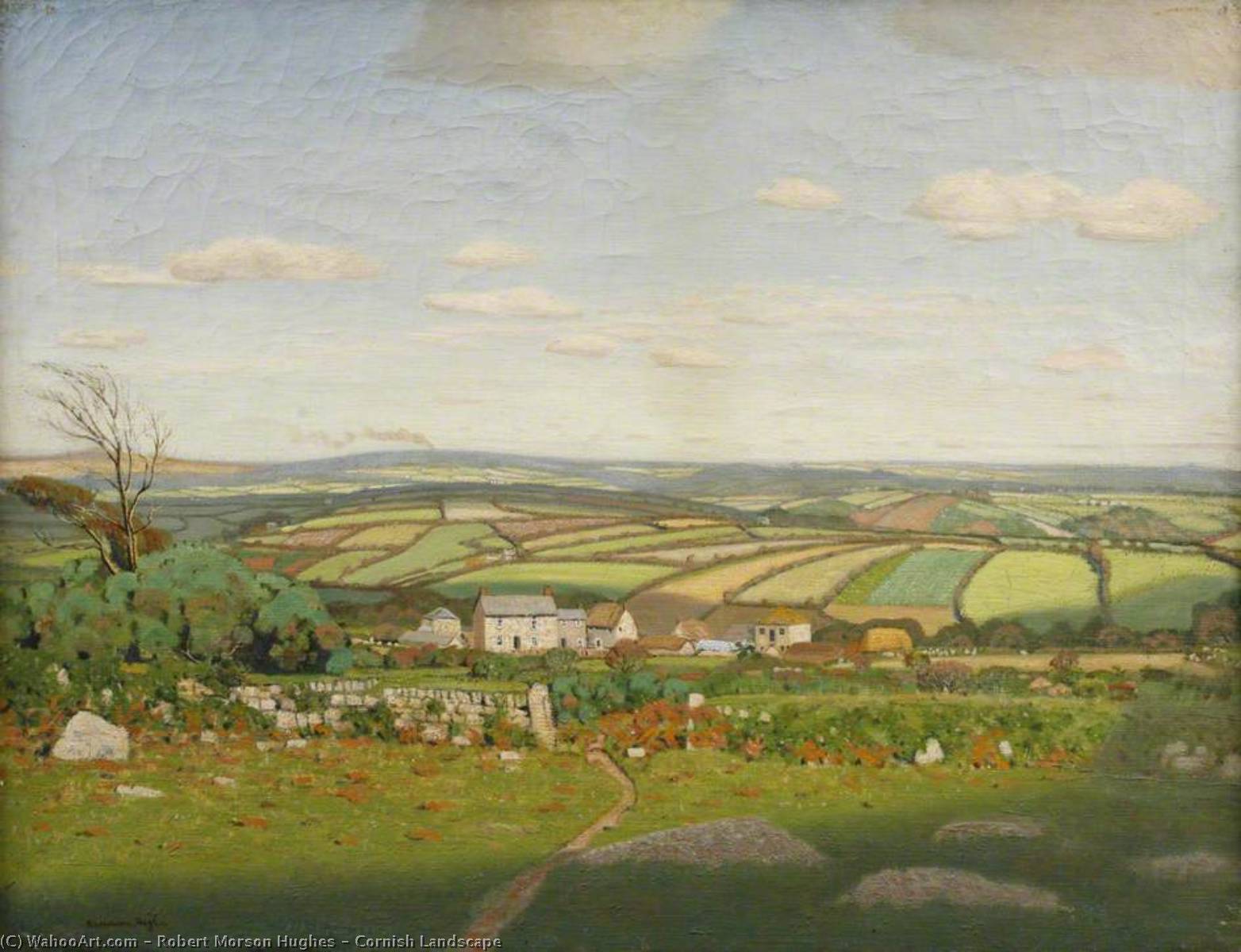 Wikioo.org - The Encyclopedia of Fine Arts - Painting, Artwork by Robert Morson Hughes - Cornish Landscape