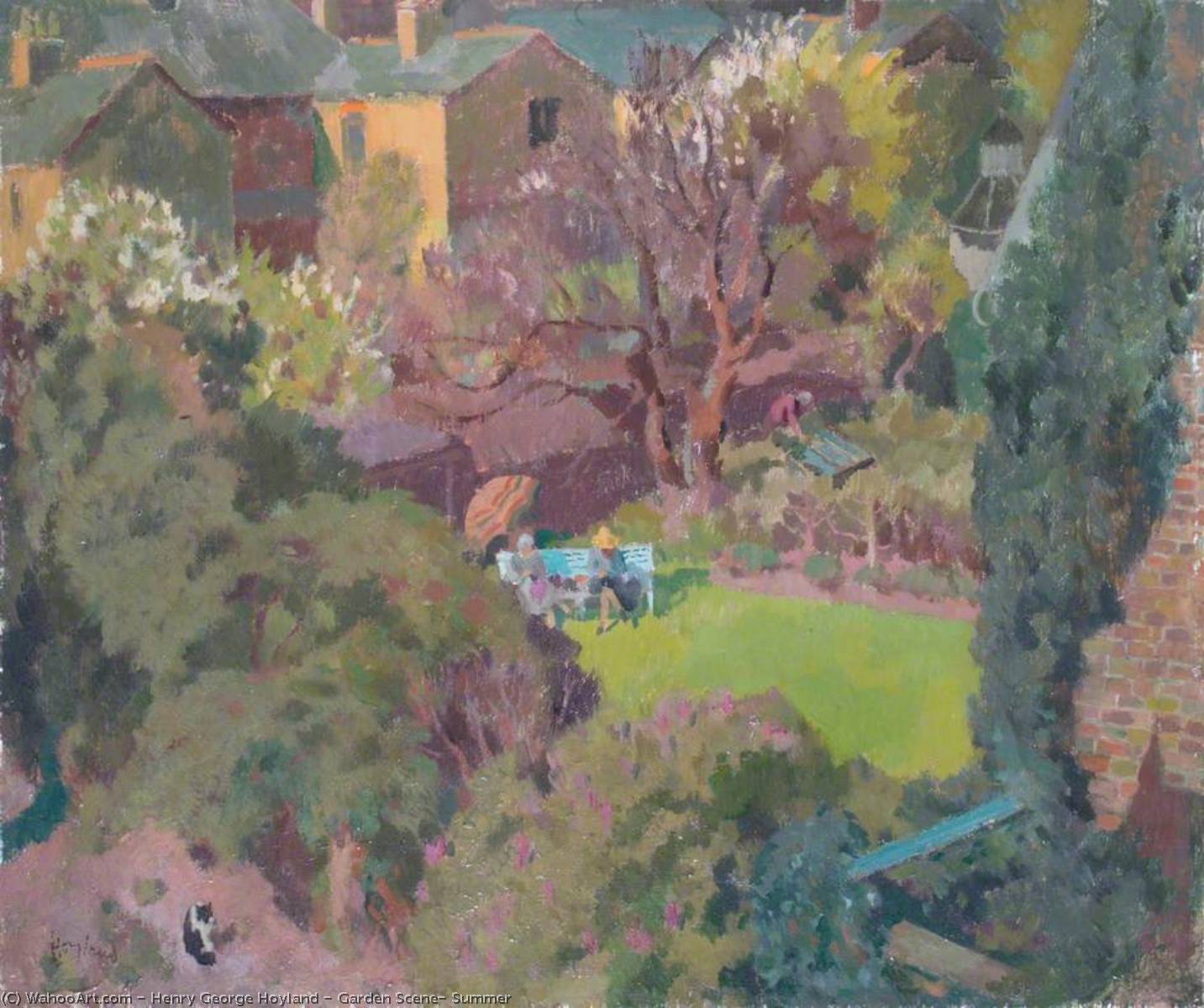 Wikioo.org - The Encyclopedia of Fine Arts - Painting, Artwork by Henry George Hoyland - Garden Scene, Summer