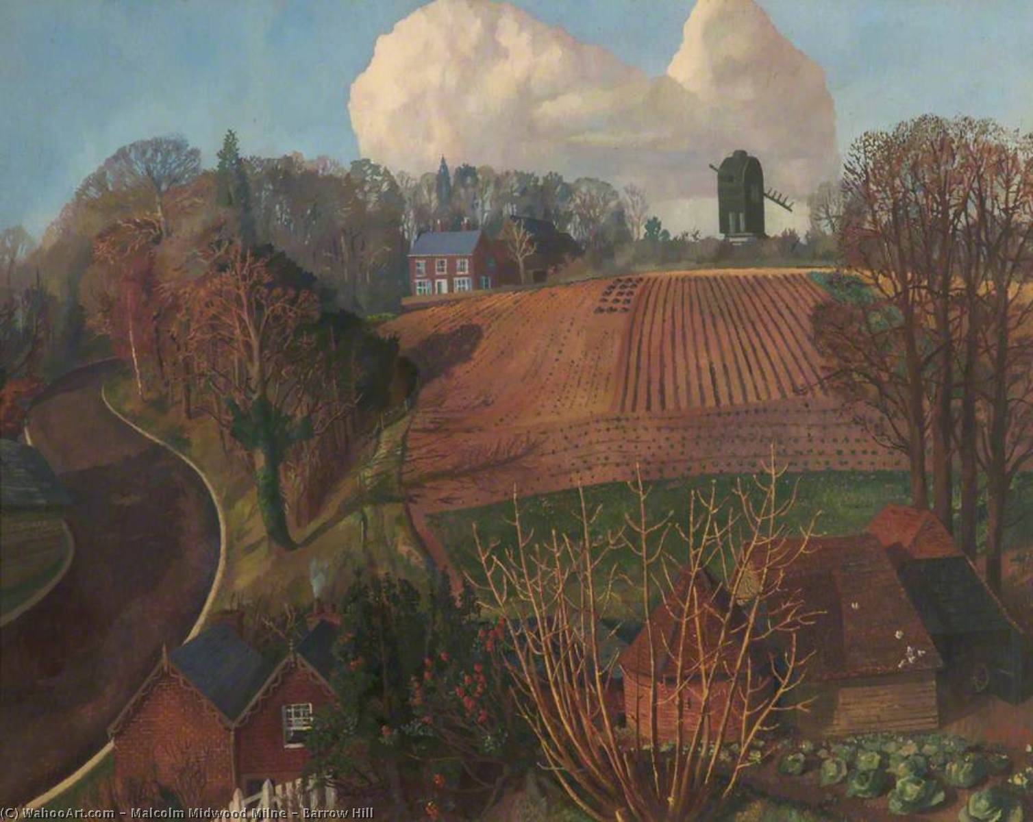 Wikioo.org - The Encyclopedia of Fine Arts - Painting, Artwork by Malcolm Midwood Milne - Barrow Hill