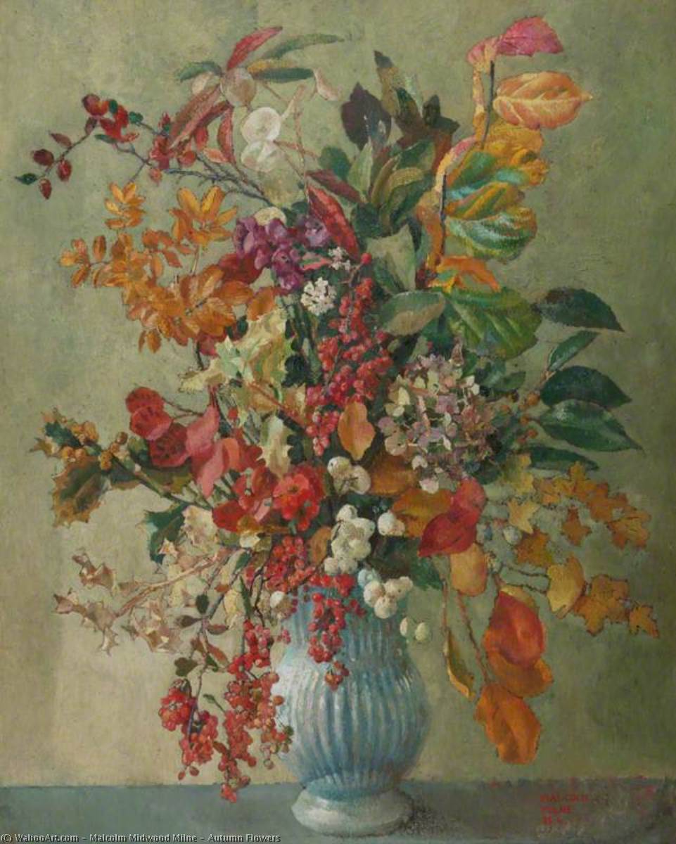 WikiOO.org - Encyclopedia of Fine Arts - Festés, Grafika Malcolm Midwood Milne - Autumn Flowers