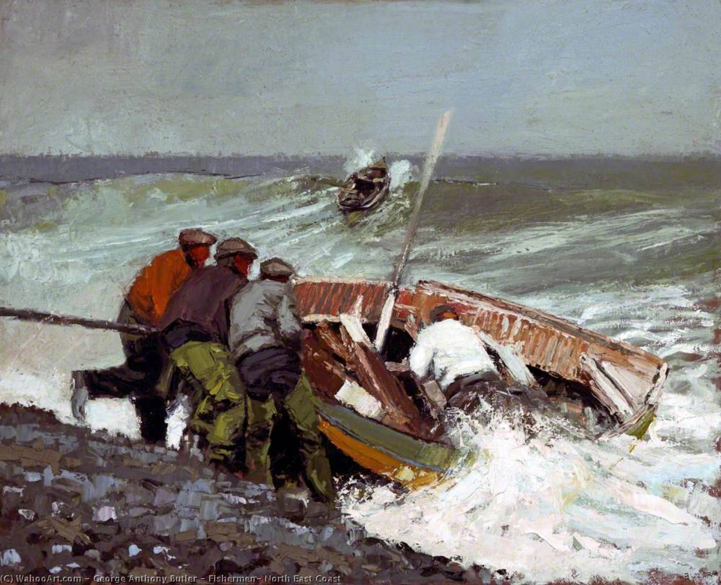 Wikioo.org - The Encyclopedia of Fine Arts - Painting, Artwork by George Anthony Butler - Fishermen, North East Coast