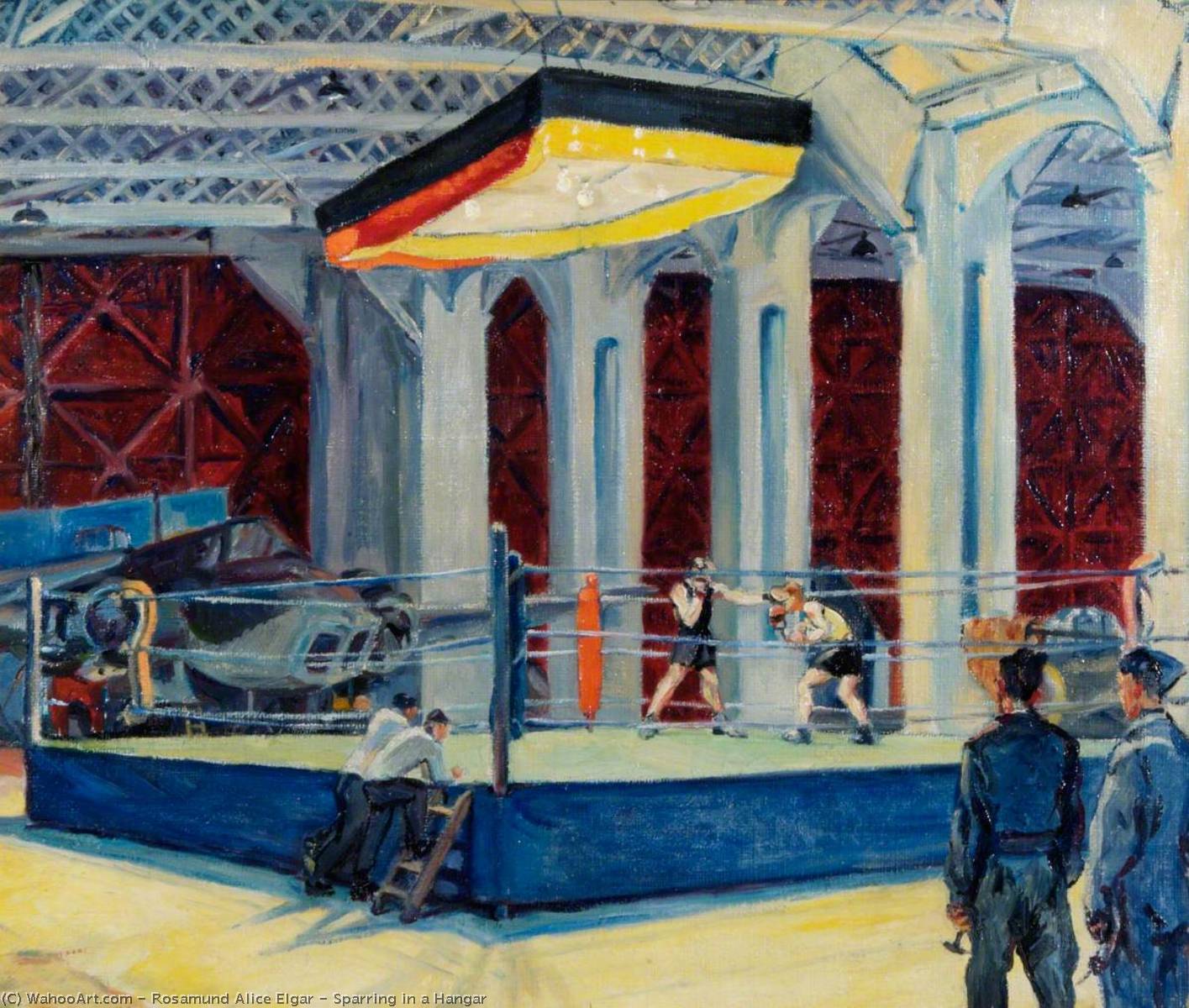 Wikioo.org - The Encyclopedia of Fine Arts - Painting, Artwork by Rosamund Alice Elgar - Sparring in a Hangar