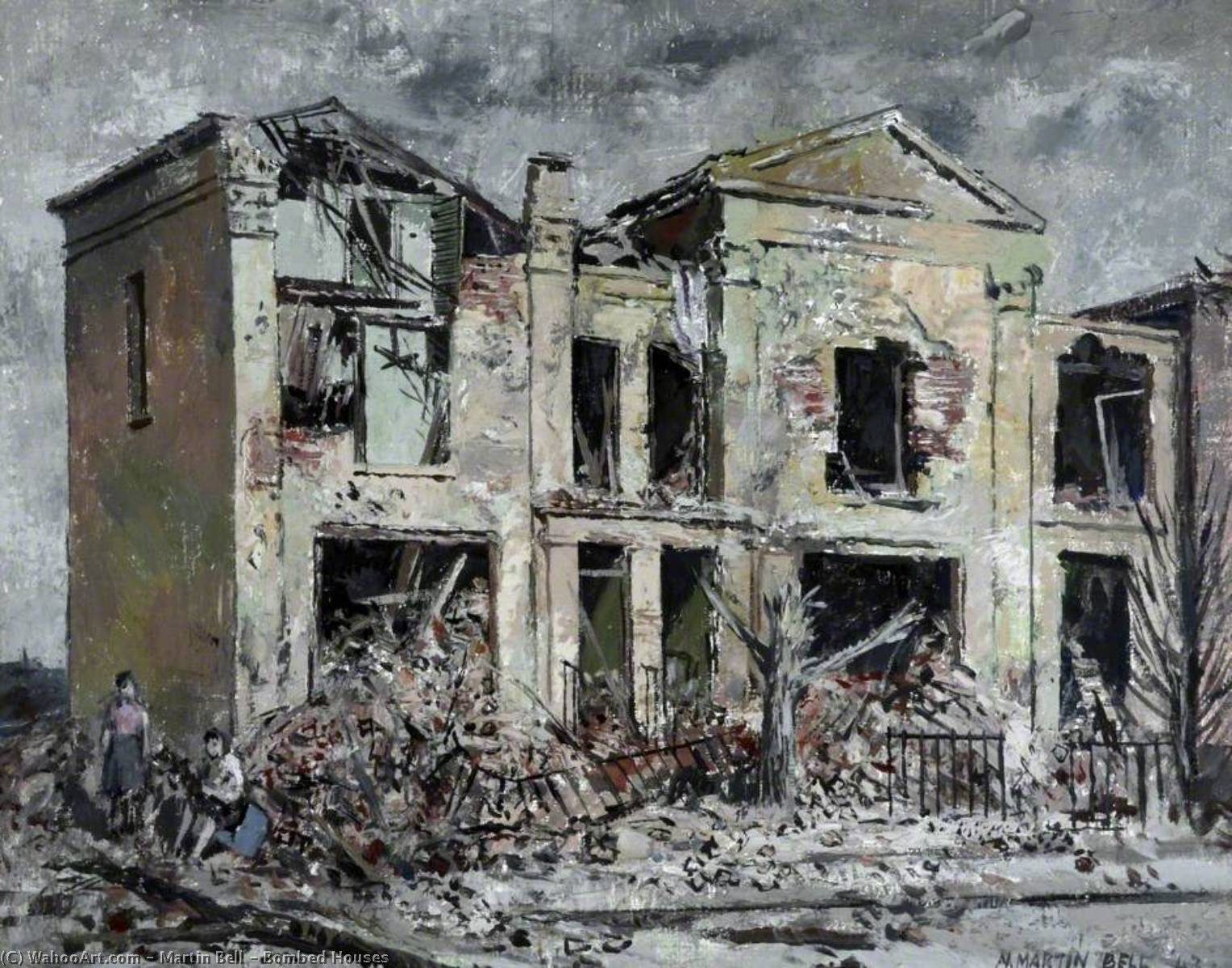 Wikioo.org - The Encyclopedia of Fine Arts - Painting, Artwork by Martin Bell - Bombed Houses