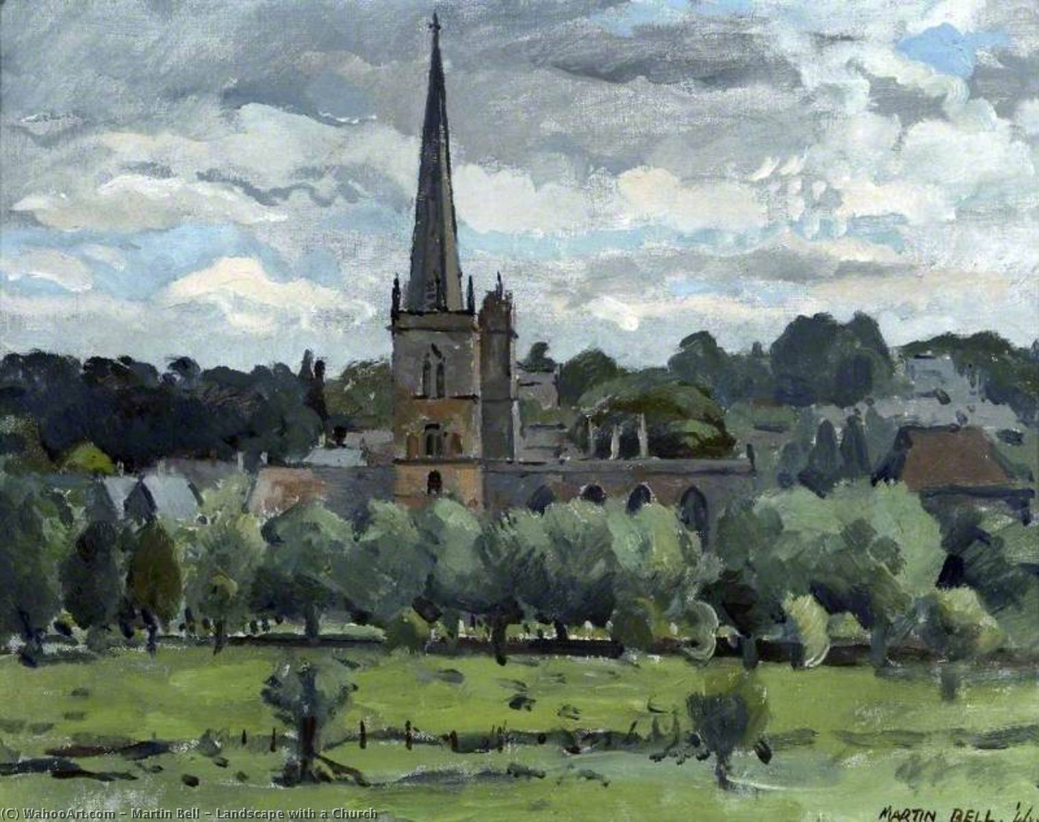 WikiOO.org - Enciclopedia of Fine Arts - Pictura, lucrări de artă Martin Bell - Landscape with a Church