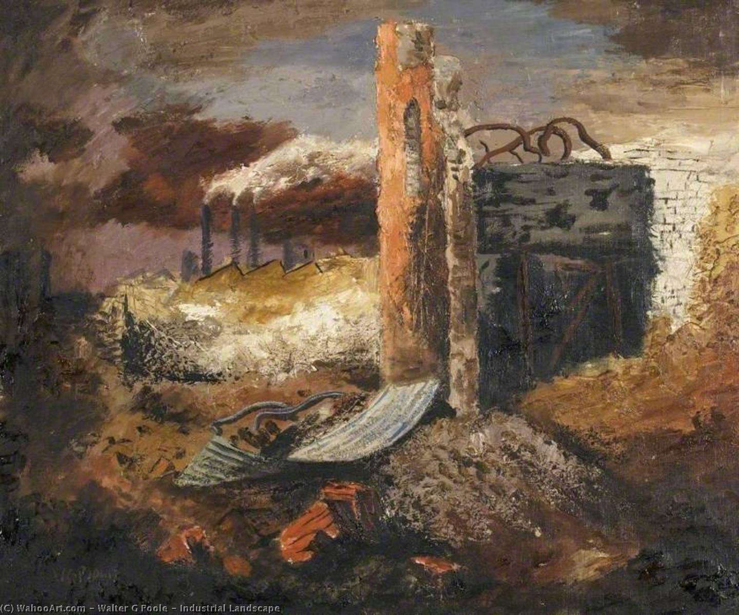 Wikioo.org - The Encyclopedia of Fine Arts - Painting, Artwork by Walter G Poole - Industrial Landscape