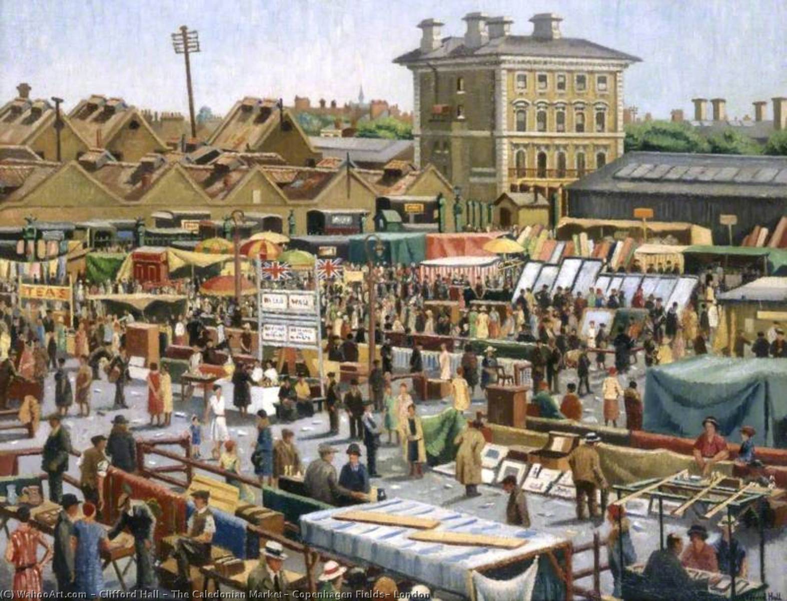 Wikioo.org - The Encyclopedia of Fine Arts - Painting, Artwork by Clifford Hall - The Caledonian Market, Copenhagen Fields, London