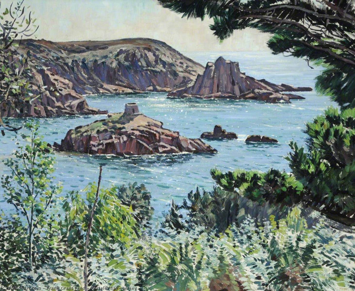 Wikioo.org - The Encyclopedia of Fine Arts - Painting, Artwork by Frank Grant Faed - Portelet Bay, Jersey
