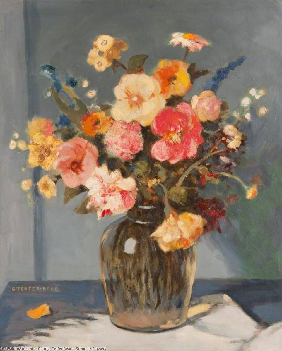 Wikioo.org - The Encyclopedia of Fine Arts - Painting, Artwork by George Telfer Bear - Summer Flowers