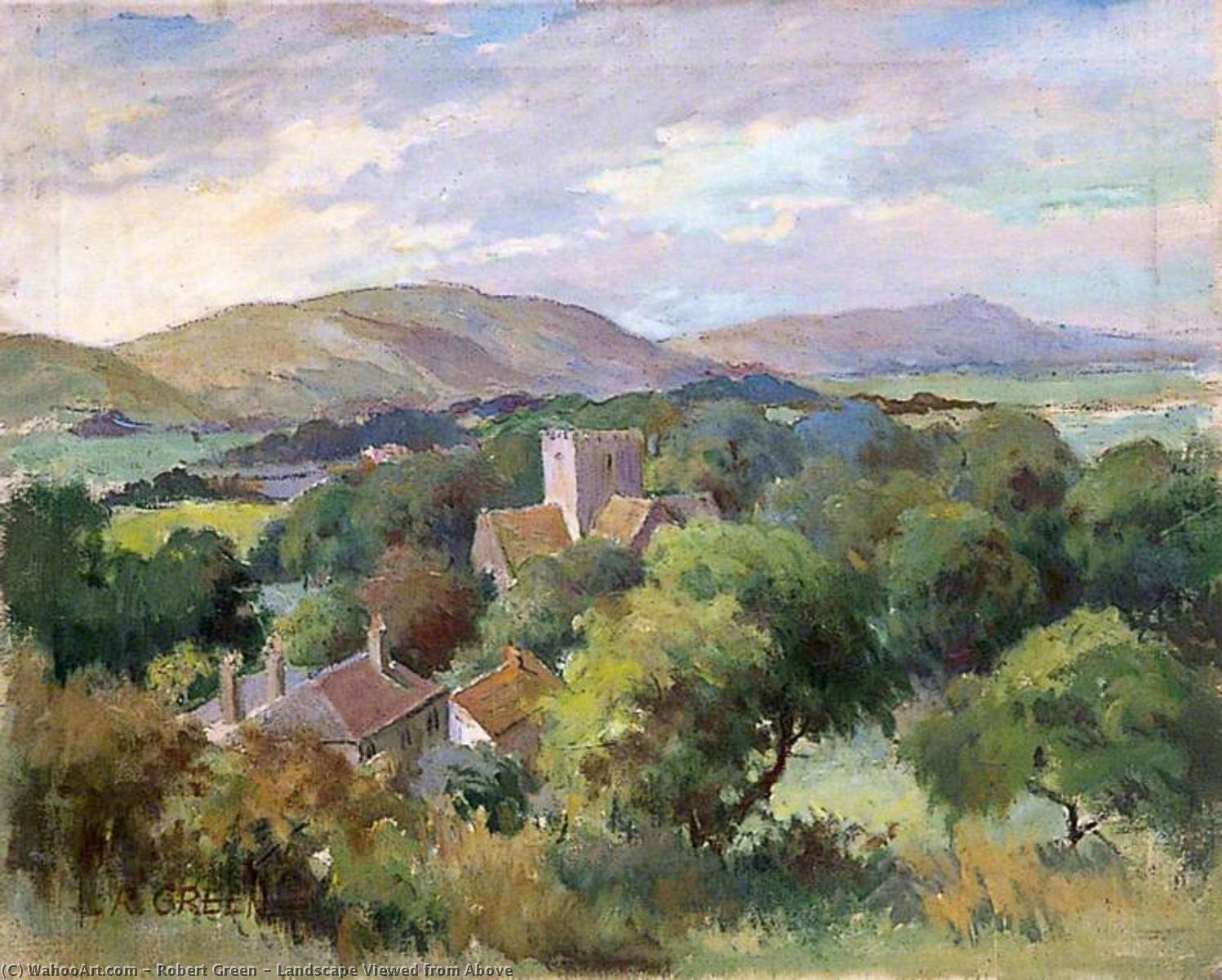 Wikioo.org - The Encyclopedia of Fine Arts - Painting, Artwork by Robert Green - Landscape Viewed from Above