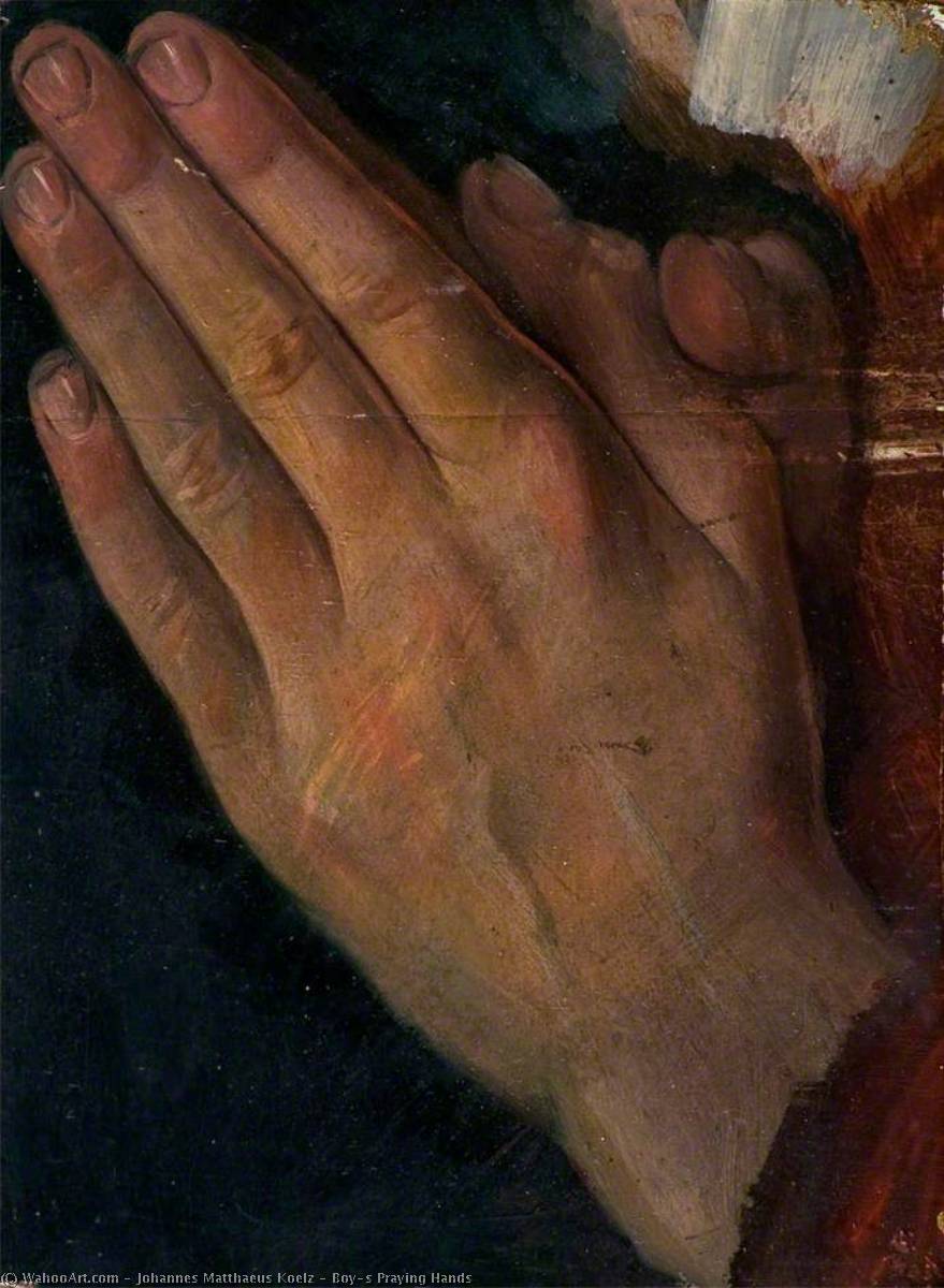 Wikioo.org - The Encyclopedia of Fine Arts - Painting, Artwork by Johannes Matthaeus Koelz - Boy's Praying Hands