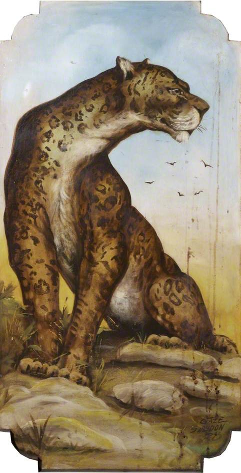 Wikioo.org - The Encyclopedia of Fine Arts - Painting, Artwork by Charles (Swindon) Gaze - R. Edwards' 'Galloping Horses' Jungle Animals, Cheetah (centre shutter)