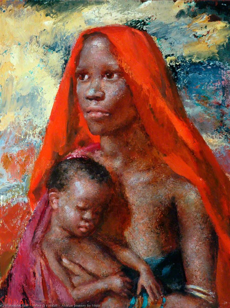 Wikioo.org - The Encyclopedia of Fine Arts - Painting, Artwork by Helen D Kiddall - African Journey by Night