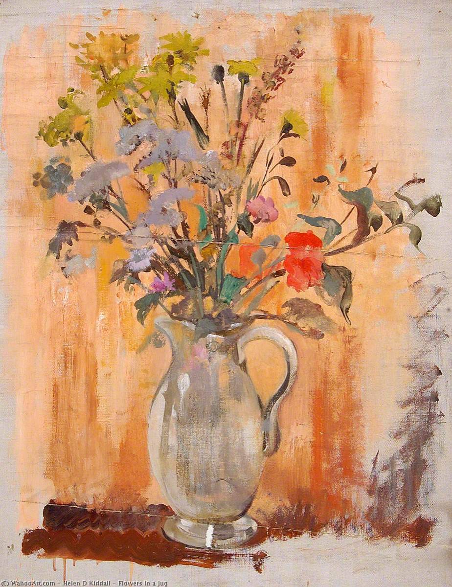 Wikioo.org - The Encyclopedia of Fine Arts - Painting, Artwork by Helen D Kiddall - Flowers in a Jug
