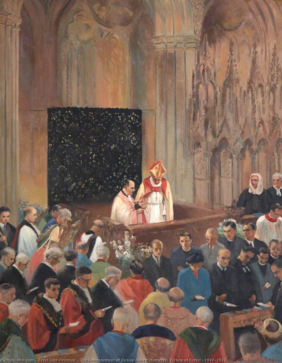 Wikioo.org - The Encyclopedia of Fine Arts - Painting, Artwork by Beryl Trist Newman - The Enthronement of Bishop Robert Mortimer, Bishop of Exeter (1948–1973)
