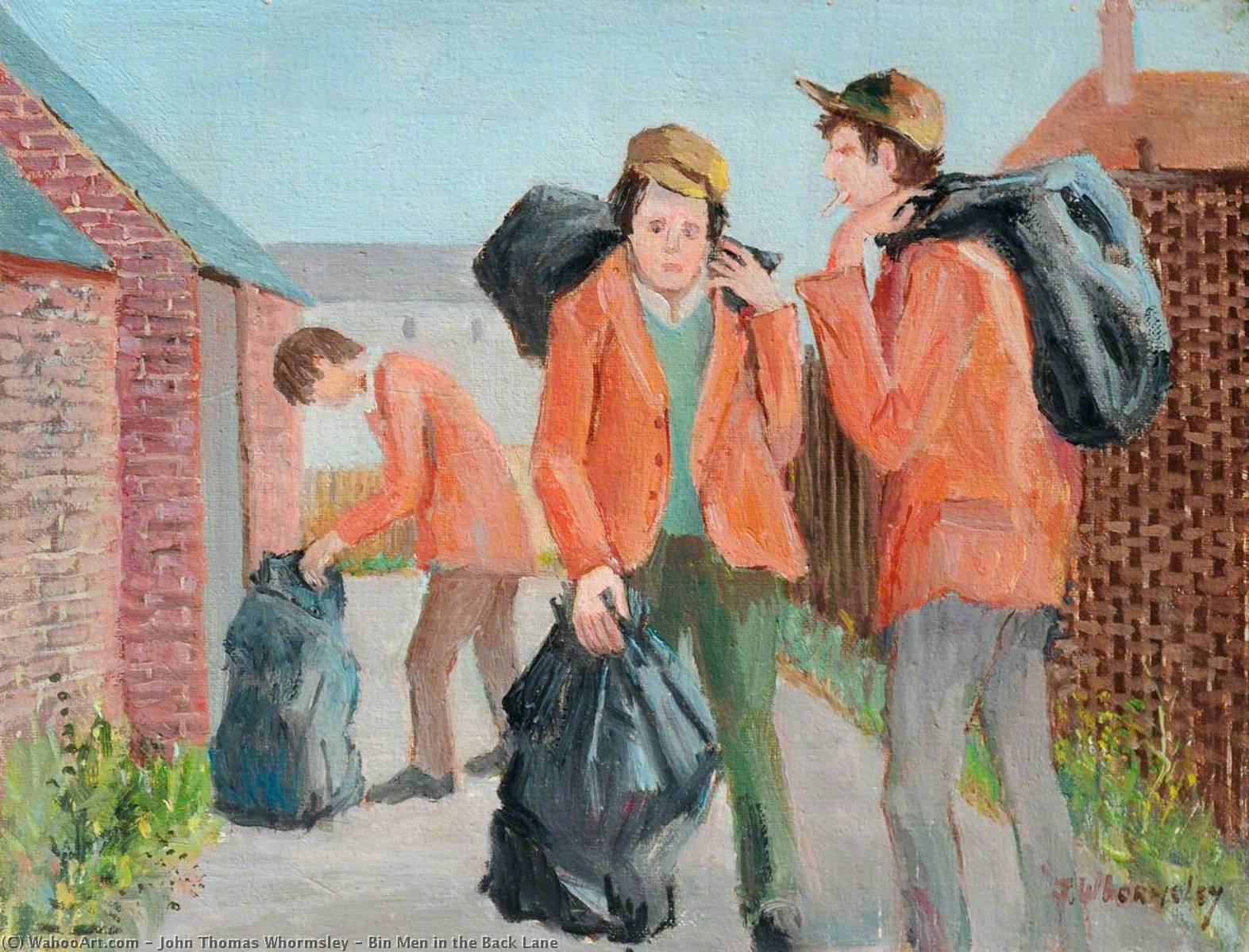 Wikioo.org - The Encyclopedia of Fine Arts - Painting, Artwork by John Thomas Whormsley - Bin Men in the Back Lane