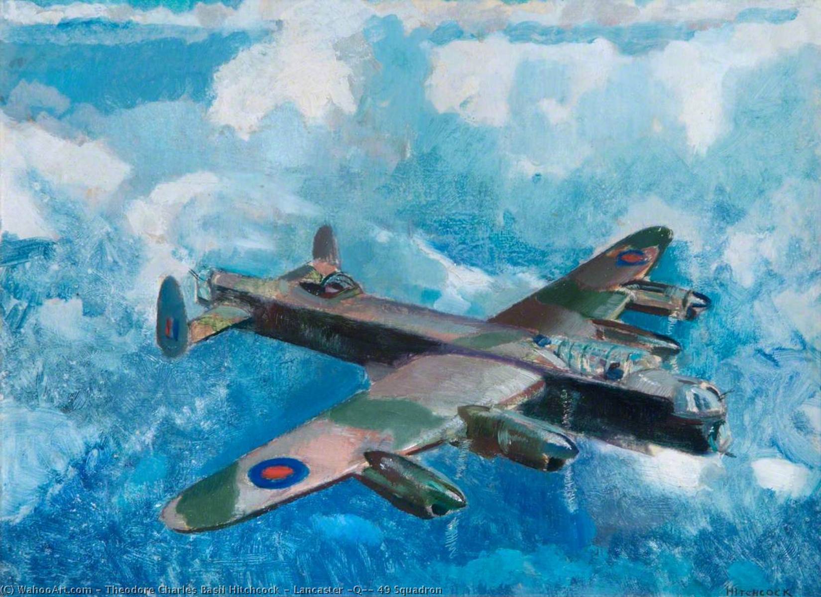 Wikioo.org - The Encyclopedia of Fine Arts - Painting, Artwork by Theodore Charles Basil Hitchcock - Lancaster 'Q', 49 Squadron