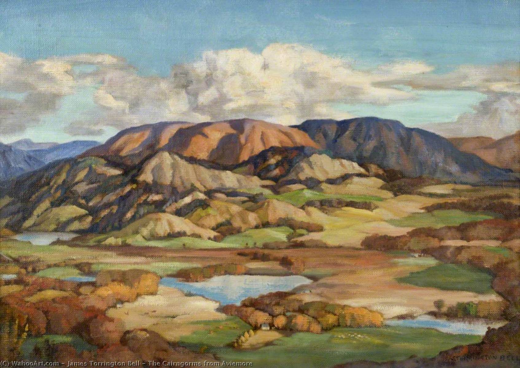 Wikioo.org - The Encyclopedia of Fine Arts - Painting, Artwork by James Torrington Bell - The Cairngorms from Aviemore