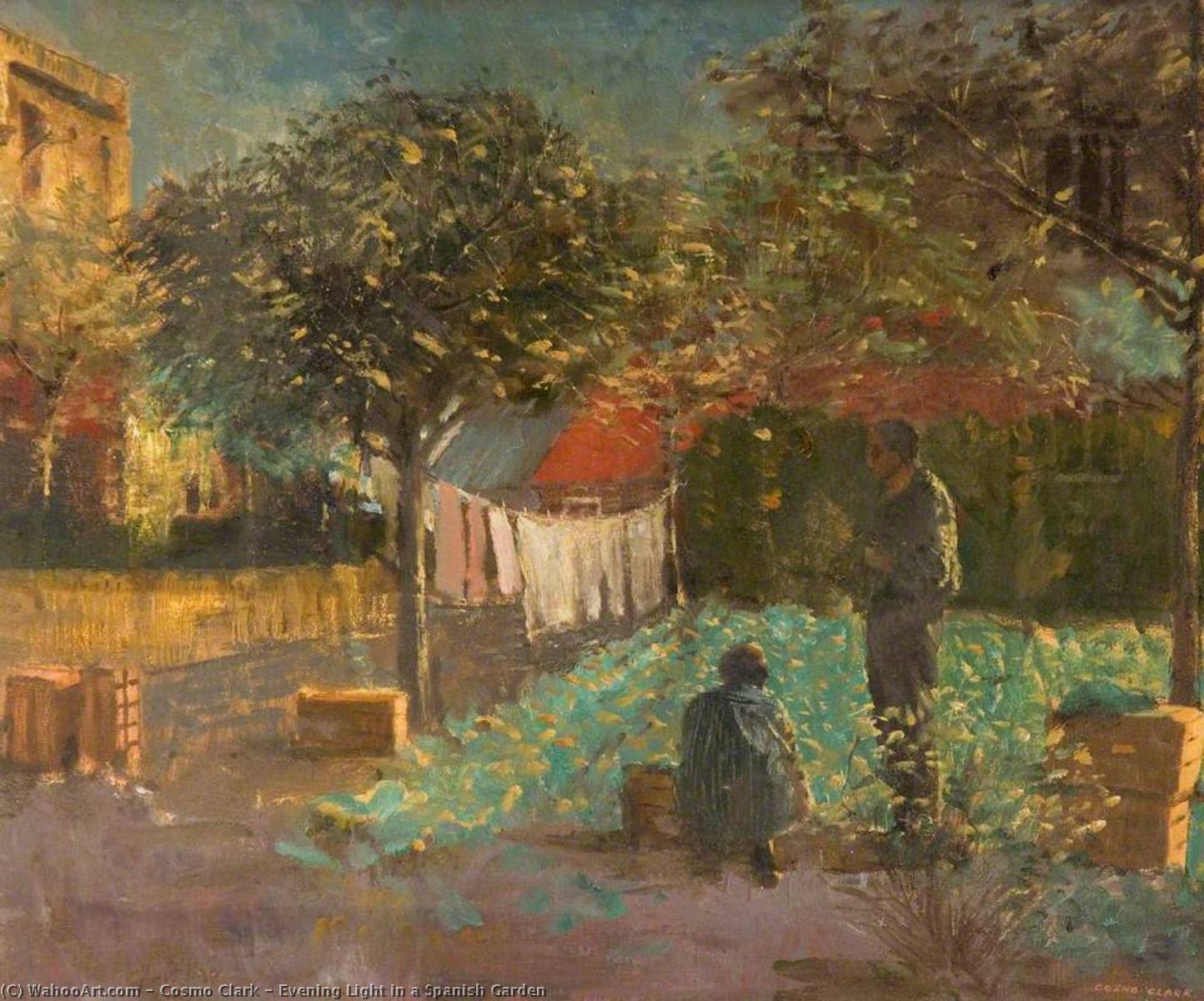 Wikioo.org - The Encyclopedia of Fine Arts - Painting, Artwork by Cosmo Clark - Evening Light in a Spanish Garden