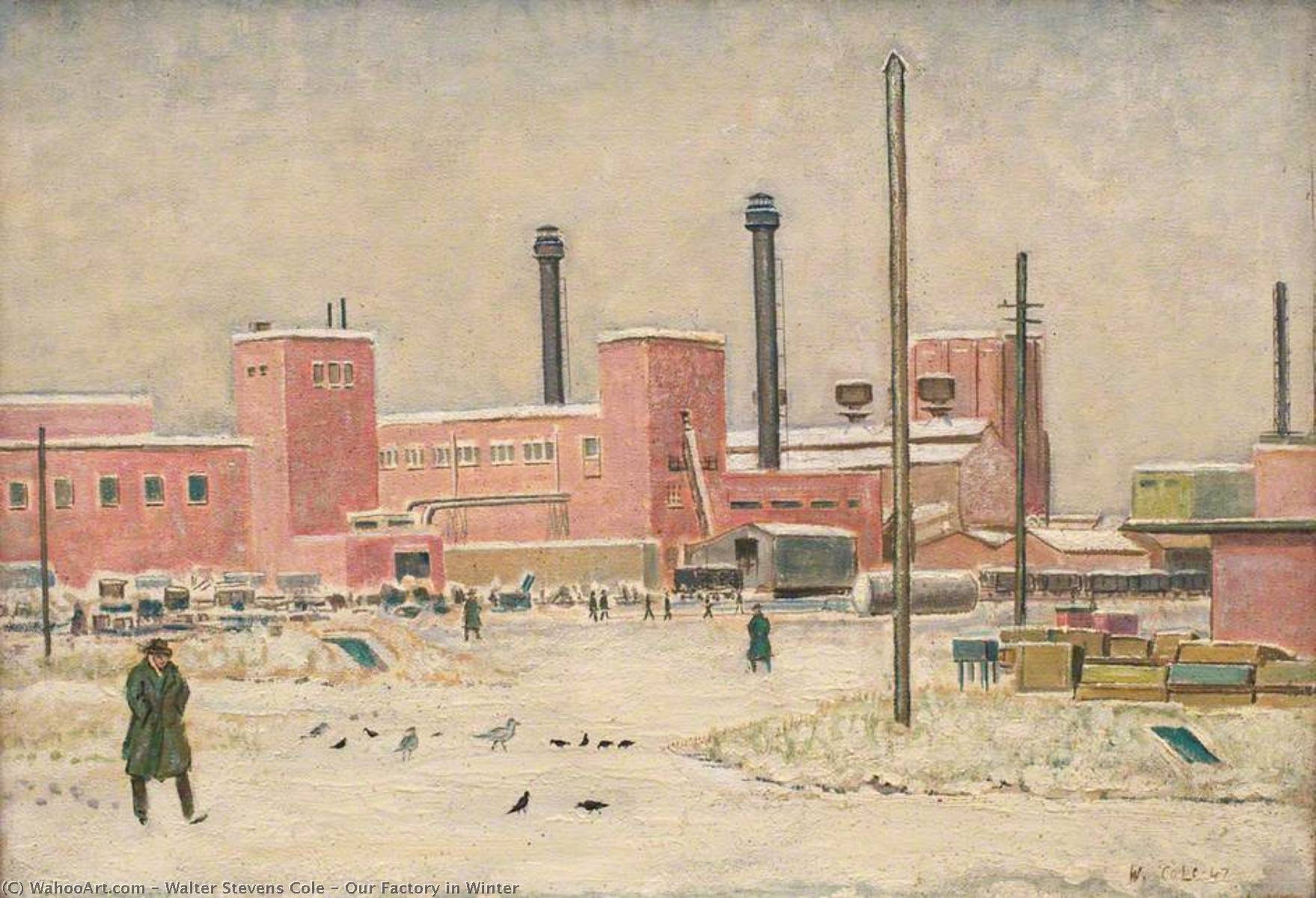 Wikioo.org - The Encyclopedia of Fine Arts - Painting, Artwork by Walter Stevens Cole - Our Factory in Winter