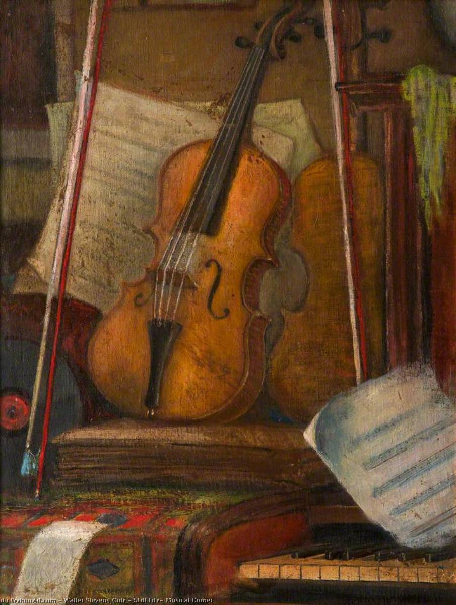 Wikioo.org - The Encyclopedia of Fine Arts - Painting, Artwork by Walter Stevens Cole - Still Life, Musical Corner